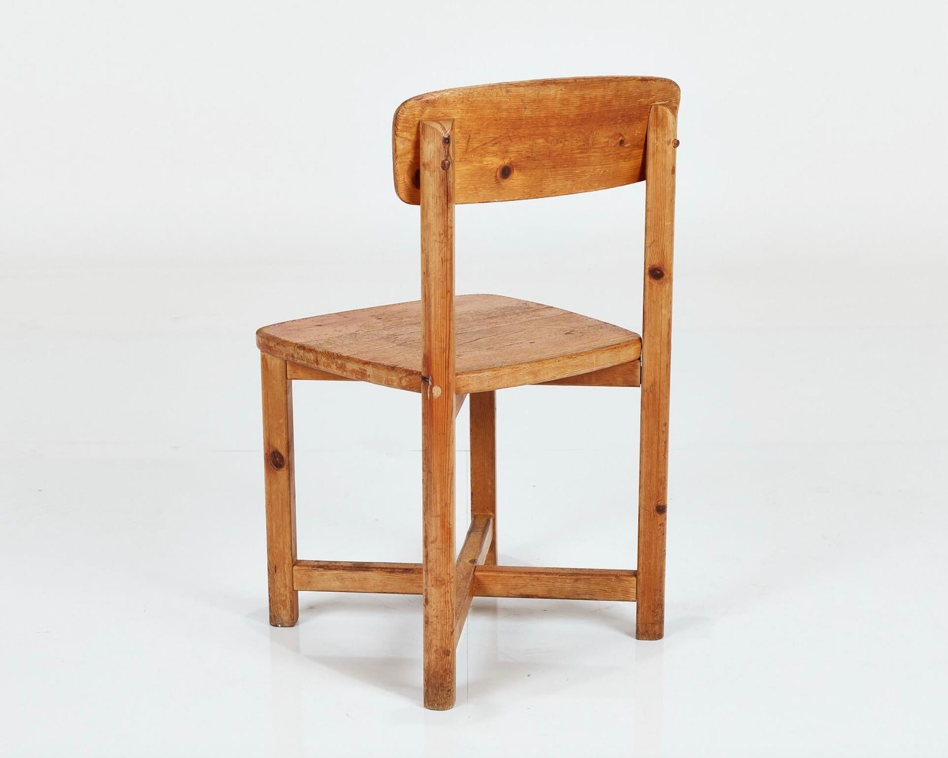 Swedish Dining Chairs in Pine, c1965 In Fair Condition For Sale In Los Angeles, CA