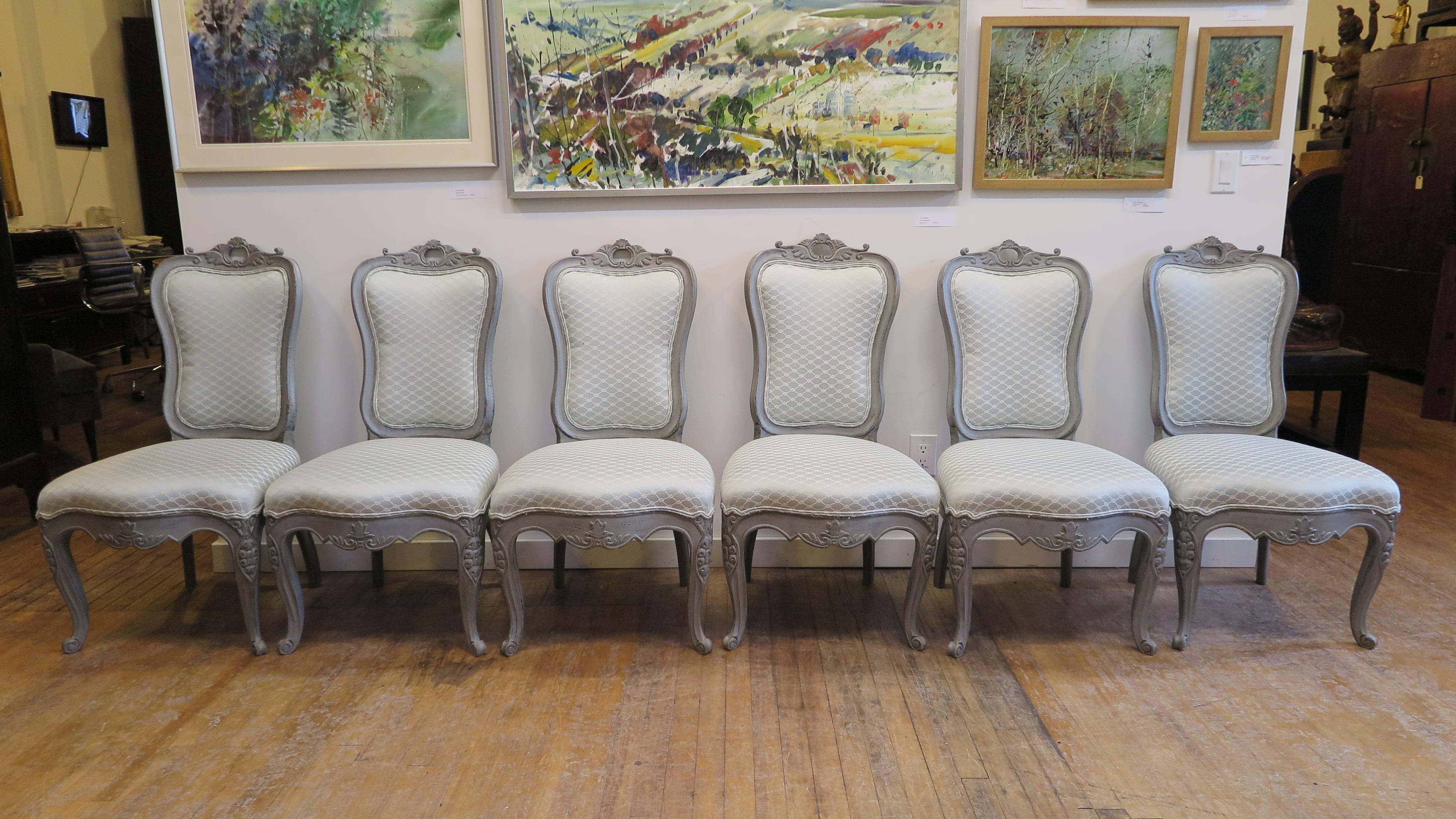 Painted Swedish Dining Chairs Set of Six