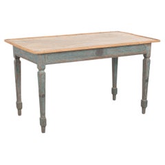 Swedish Dining Table with Blue Base, circa 1840-60