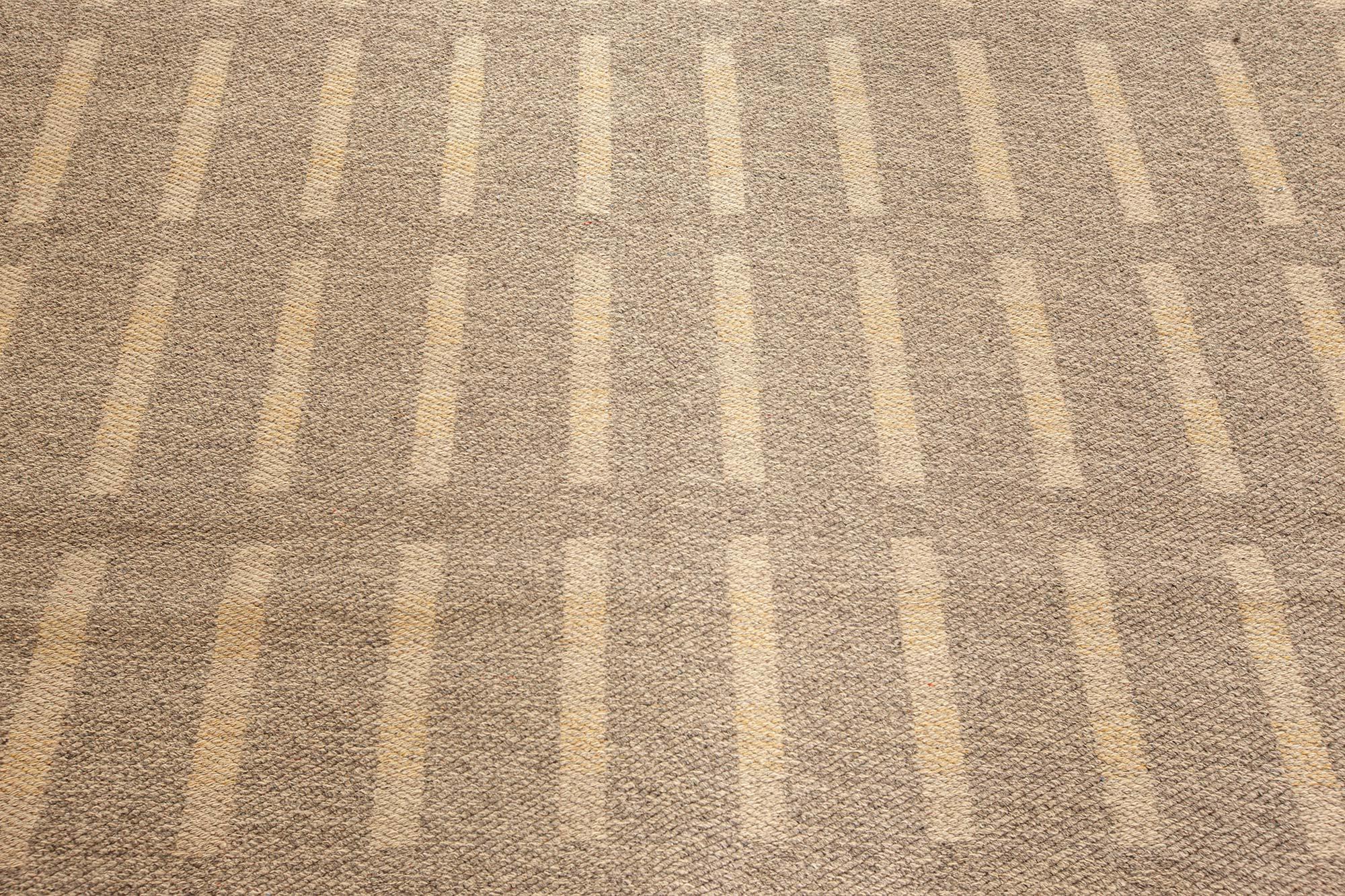 Mid-Century Modern Swedish Double Sided Flat Weave Area Rug For Sale
