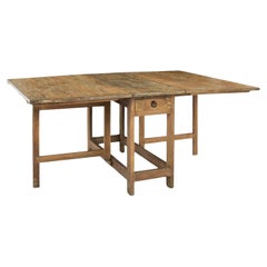 Swedish Drop-Leaf Dining Table in Early Ocher Paint