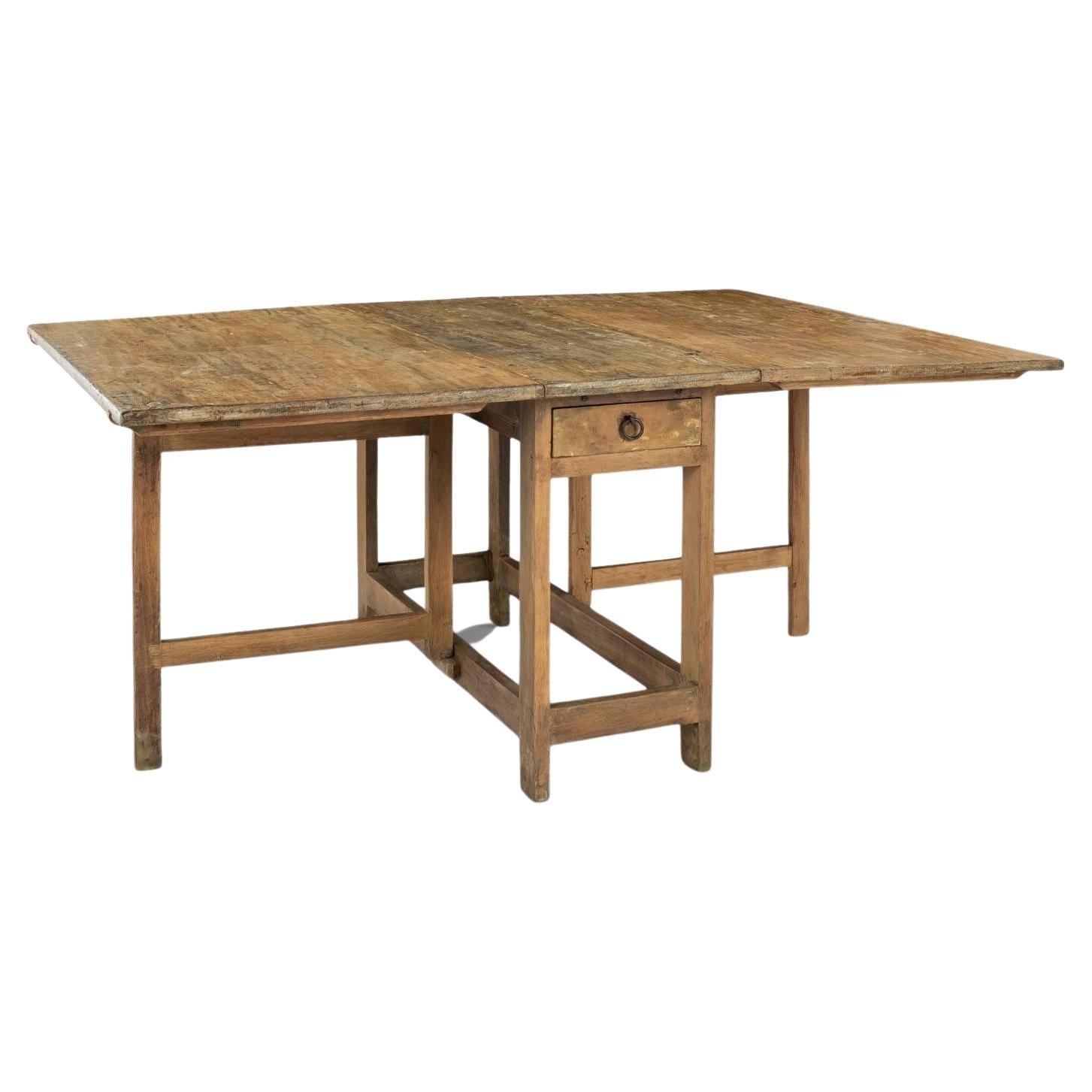 Swedish Drop-Leaf Dining Table in Early Ocher Paint For Sale