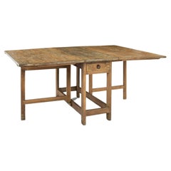 Swedish Drop-Leaf Dining Table in Early Ocher Paint