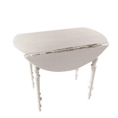 Swedish Drop-Leaf Table in Light Grey Painted Pine from Early 1900s