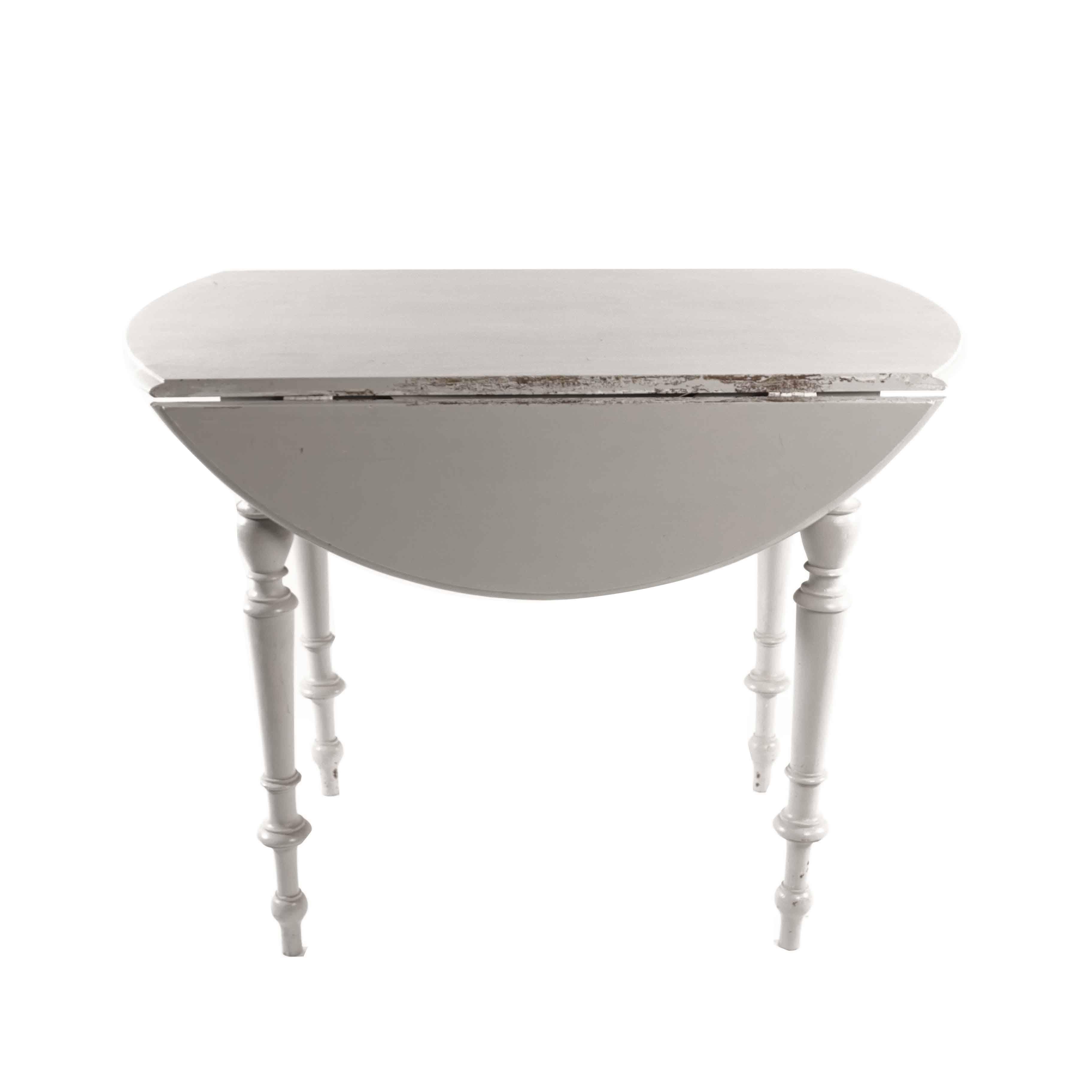 Gustavian Swedish Drop-Leaf Table in Light Grey Painted Pine from Early 1900s For Sale