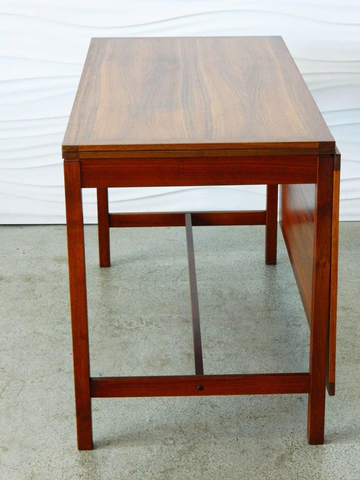 Swedish Drop-Leaf Walnut Table by Karl Erik Ekselius for J.O. Carlsson For Sale 3