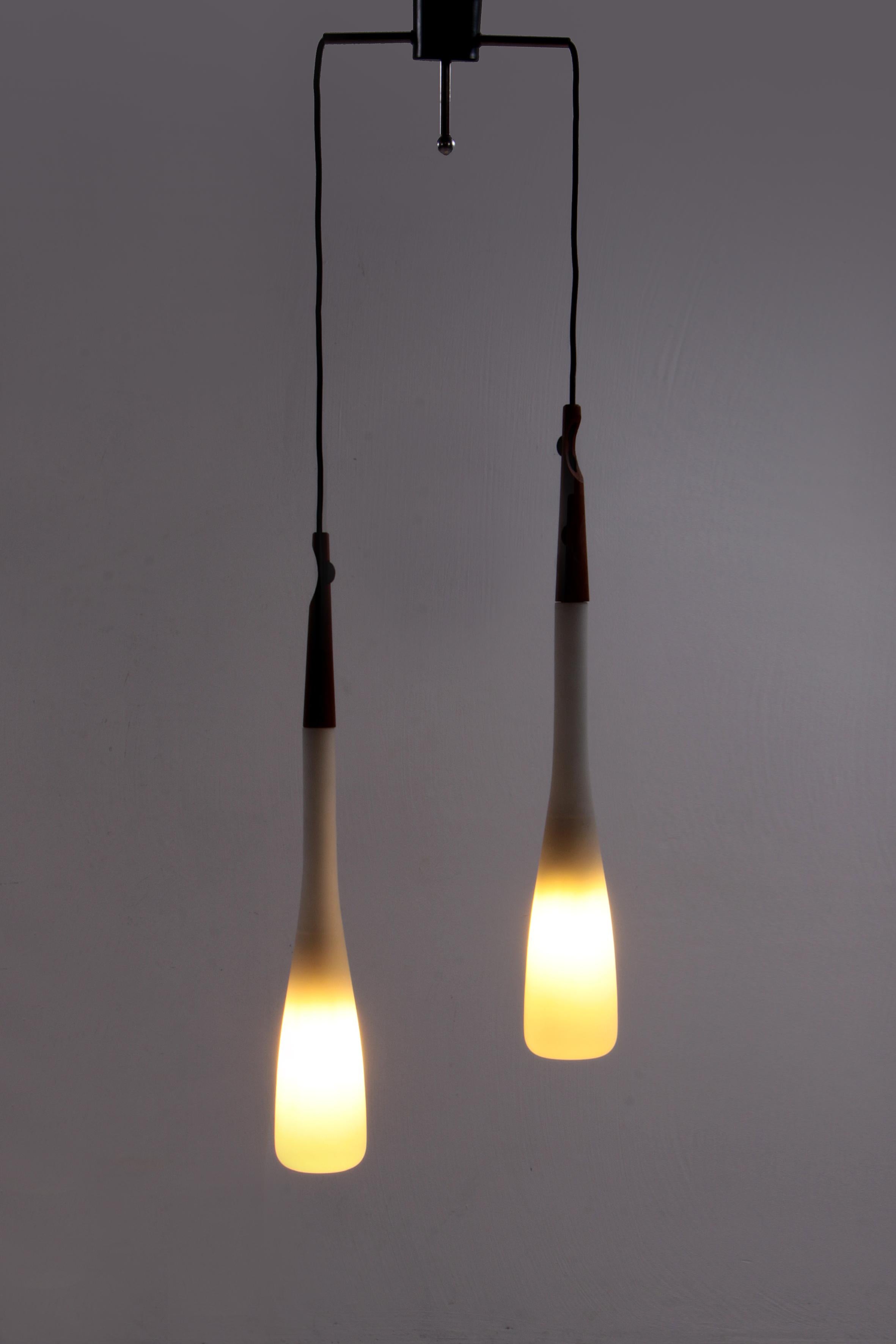 Mid-Century Modern Swedish Drop Pendant Lamp by Uno & Östen Kristiansson for Luxus, 1950s For Sale