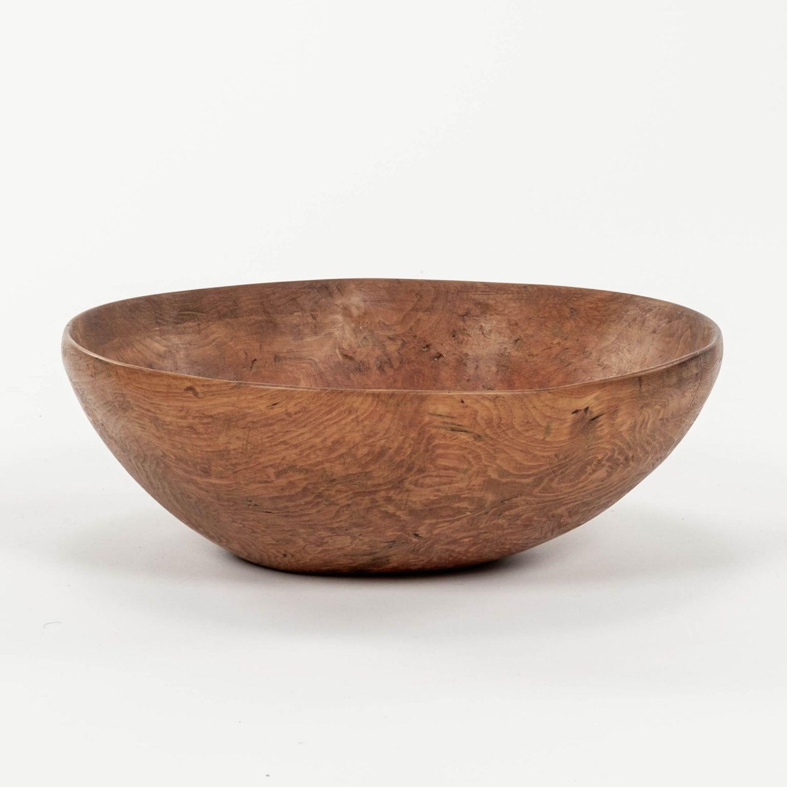 Primitive Swedish Dugout bowl Covered in remnants of Red Paint. For Sale