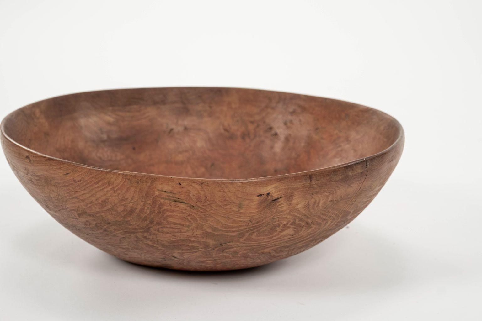 Hand-Carved Swedish Dugout bowl Covered in remnants of Red Paint. For Sale