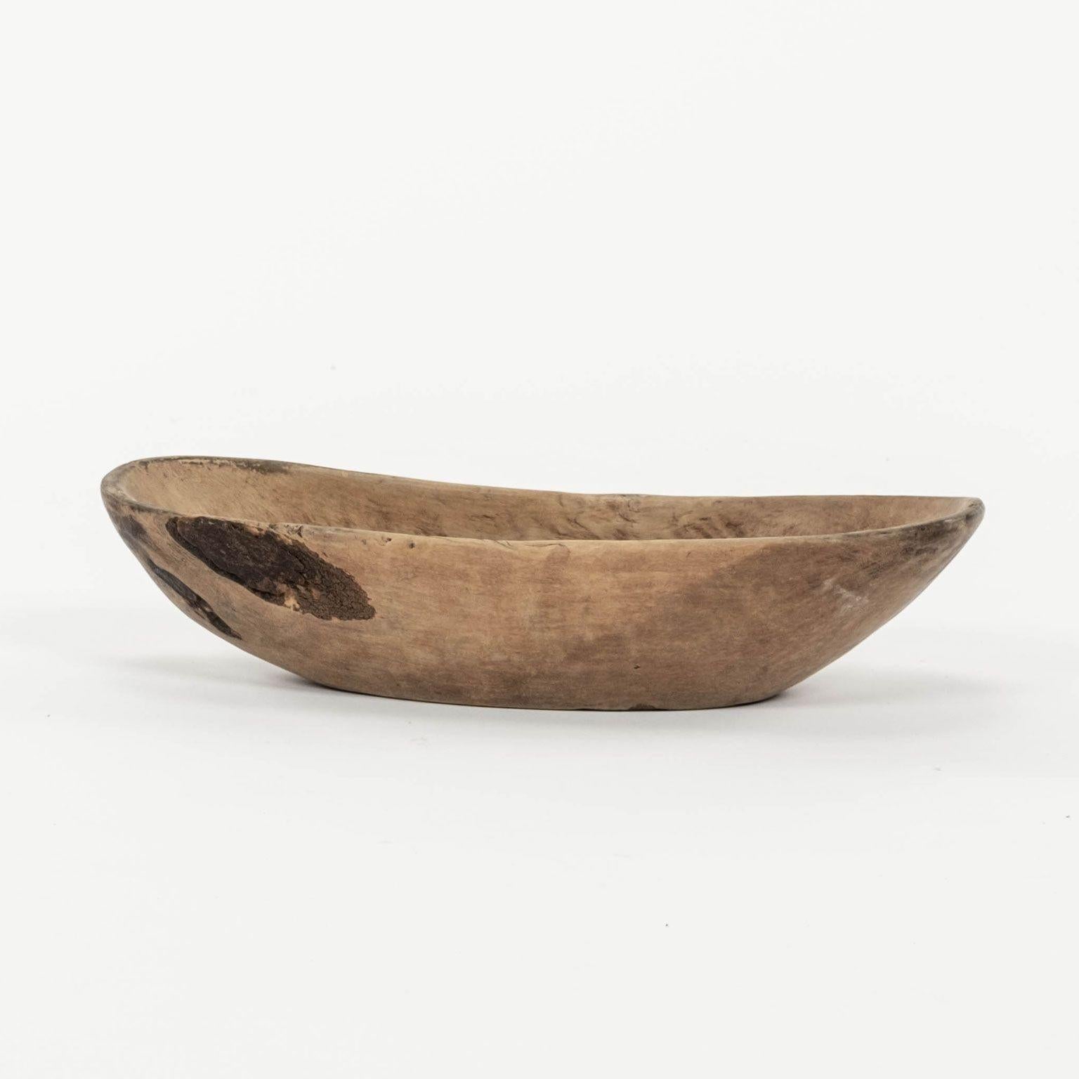 Primitive Swedish Dugout Branch-Shape Trough Bowl For Sale