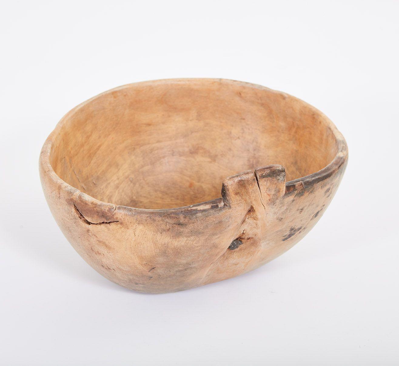 Hand-Carved Swedish Dugout Burl Bowl For Sale