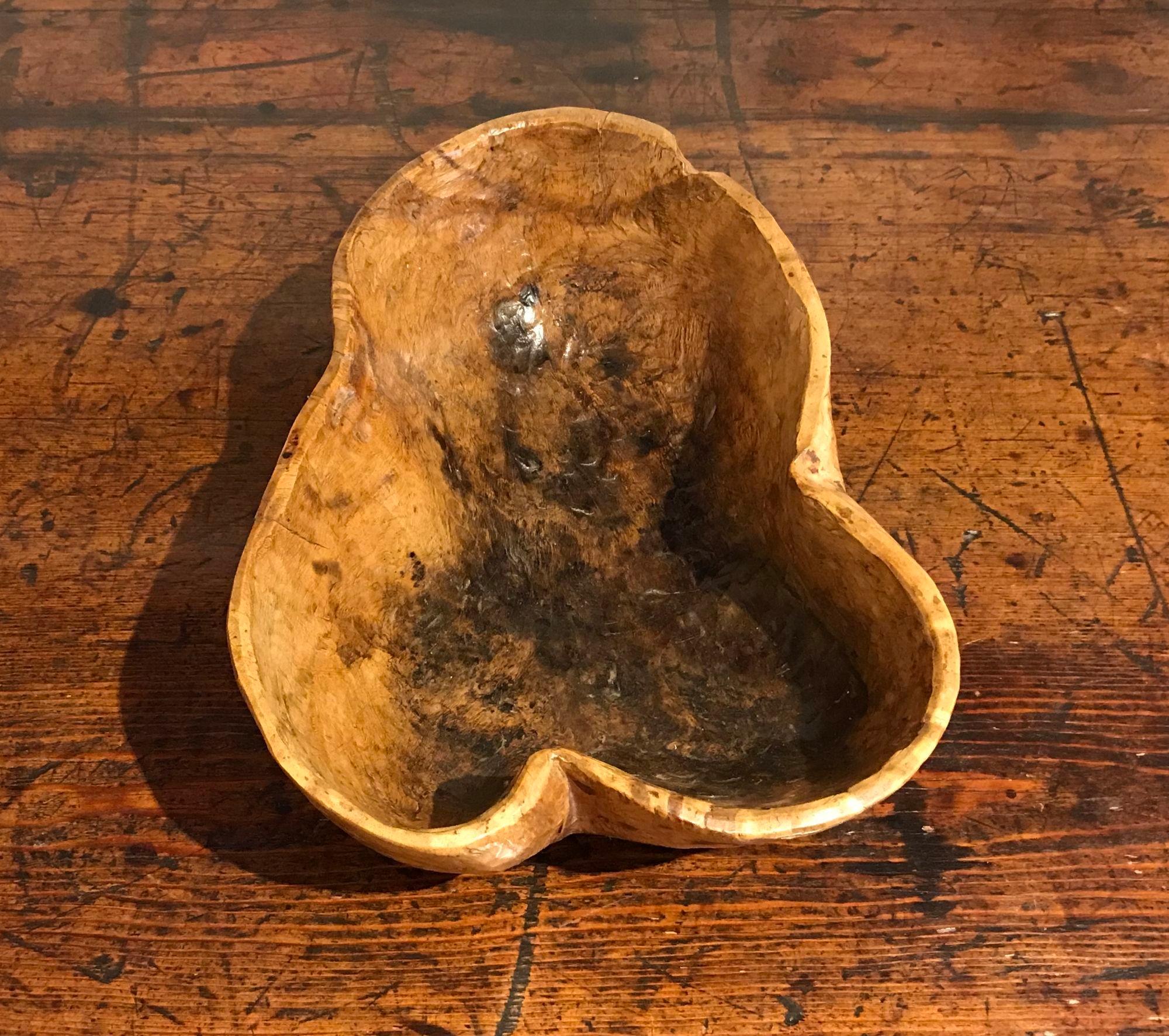 19th Century Swedish Dugout Root Burl Bowl For Sale