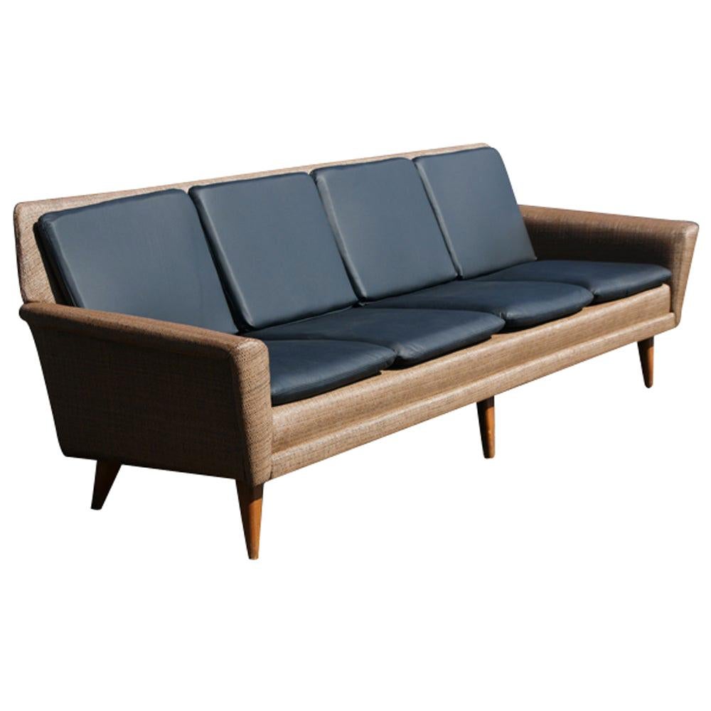 Swedish Dux Leather Sofa by Folke Ohlsson