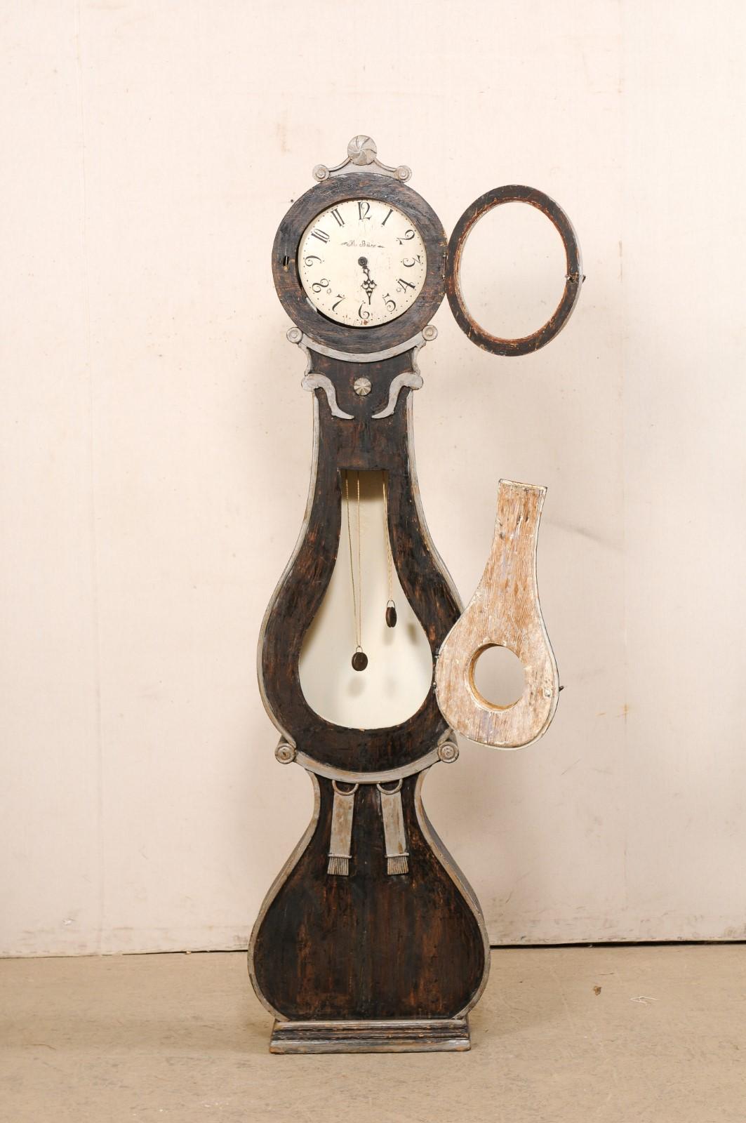 19th Century Swedish Early 19th C. Fryksdahl Floor Clock 'W/ Original Metal Face & Movement' For Sale