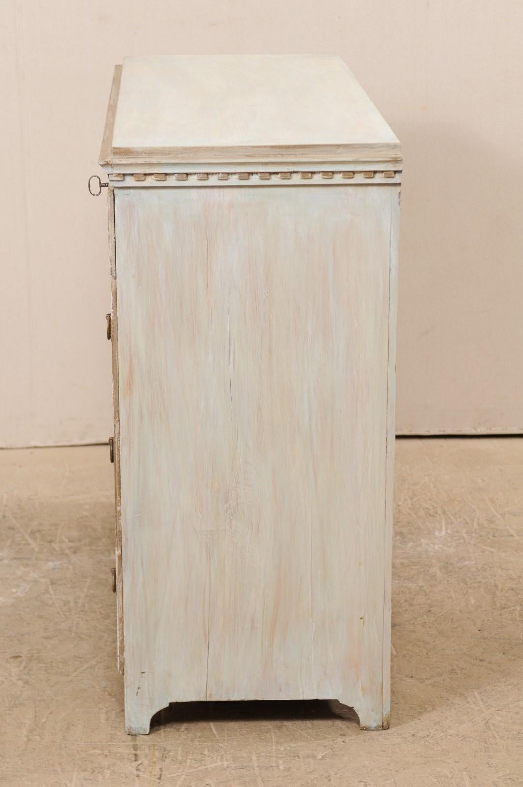 Swedish Early 19th Century Five-Drawer Painted Wood Chest in Pale Blue 5