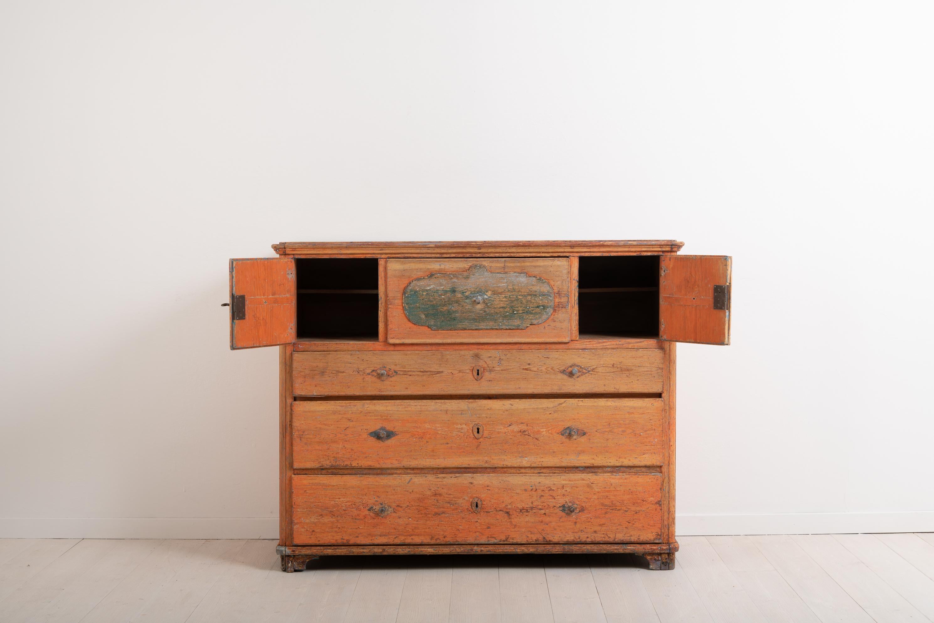 Hand-Crafted Swedish Early 19th Century Folk Art Chest of Drawers