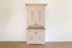 Swedish Early 19th Century Gustavian Painted Tall Cabinet with Reeded Doors