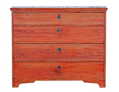 Swedish early 19th century hand painted pine chest of drawers