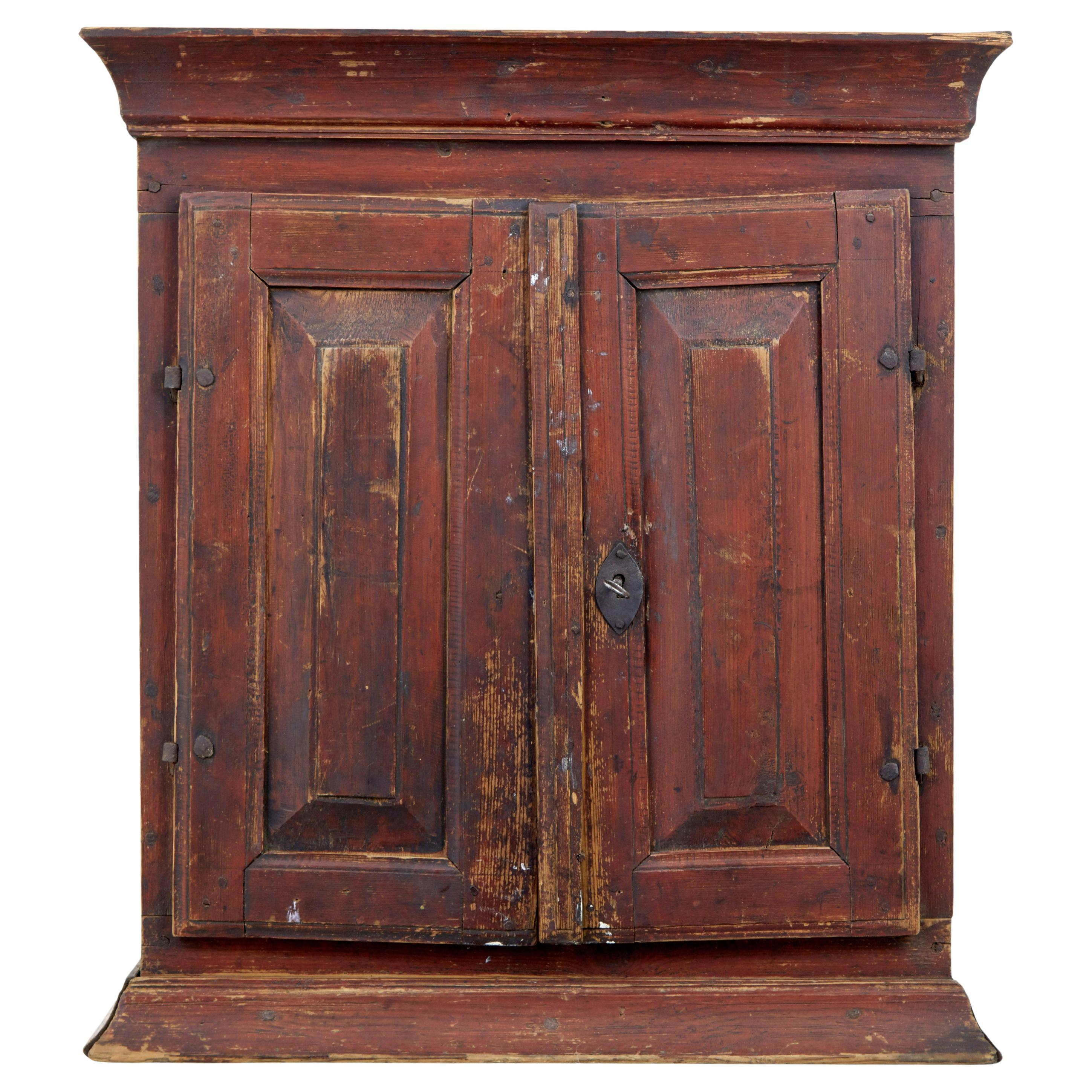 Swedish early 19th century painted pine wall cupboard