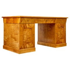 Swedish early 20th century birch pedestal desk