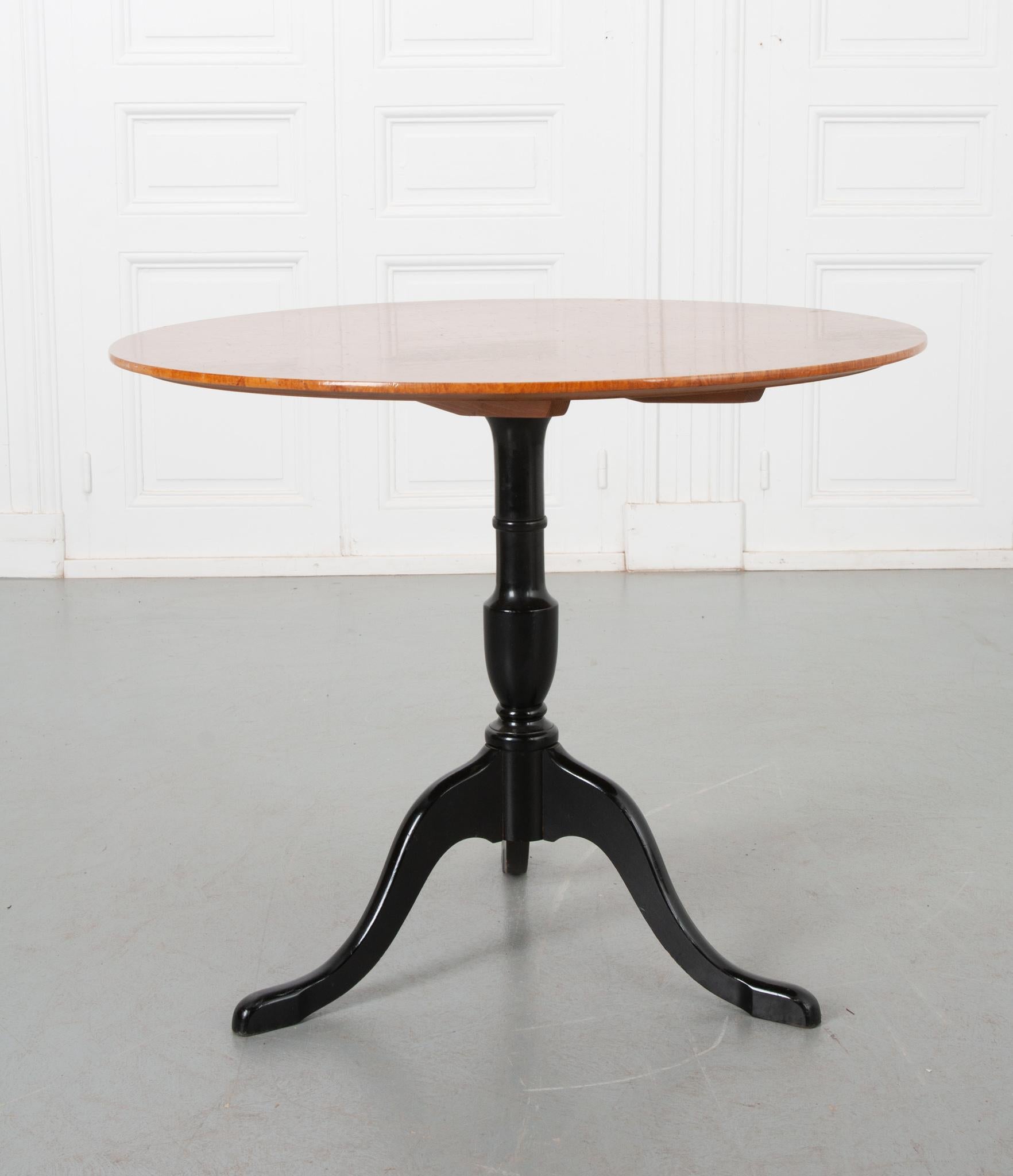 Wood Swedish Early 20th Century Birch Tilt Top Table   For Sale