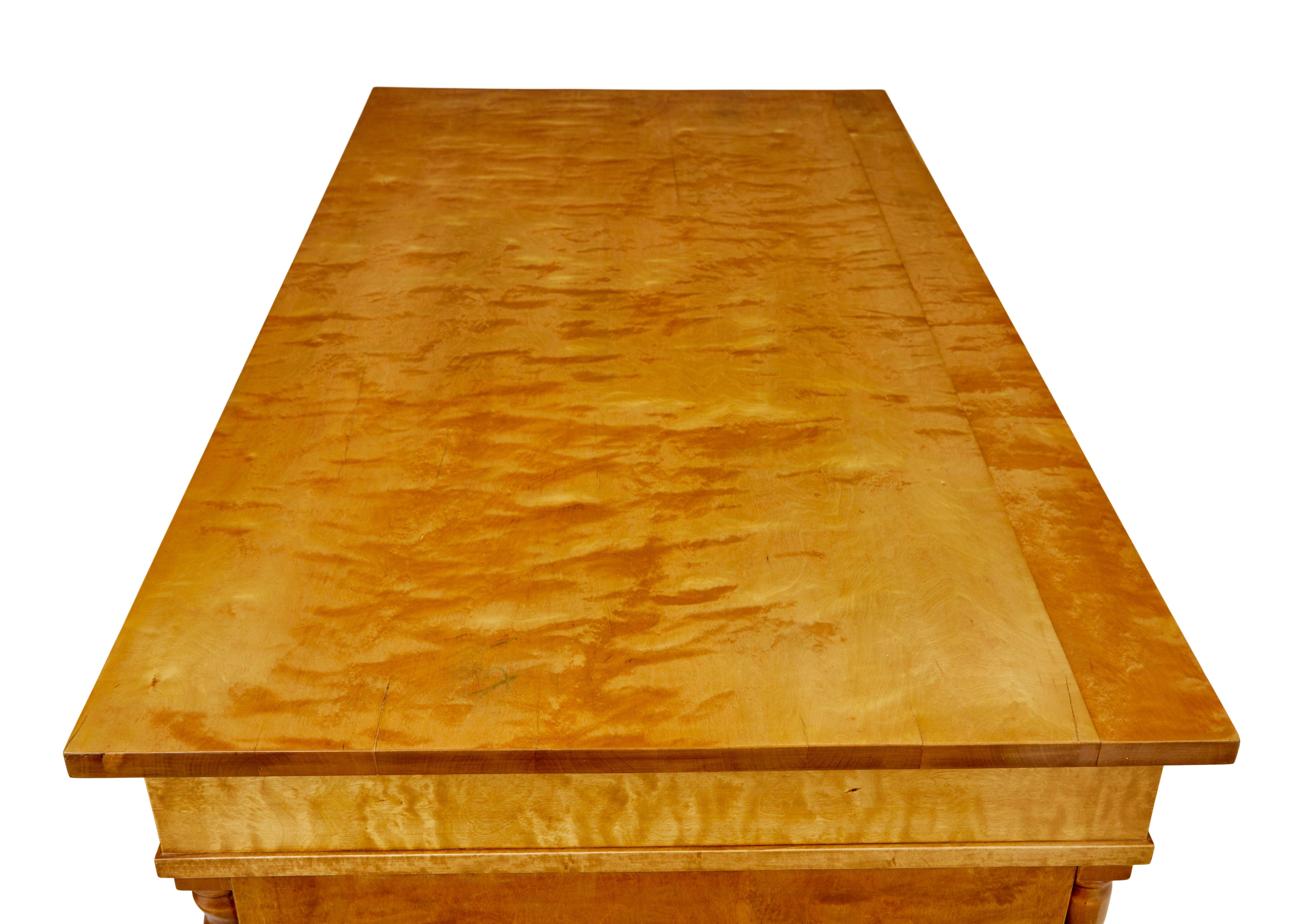 Swedish early 20th century carved birch pedestal desk 3