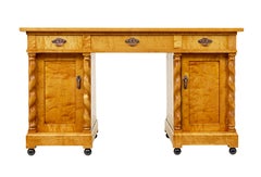 Swedish early 20th century carved birch pedestal desk