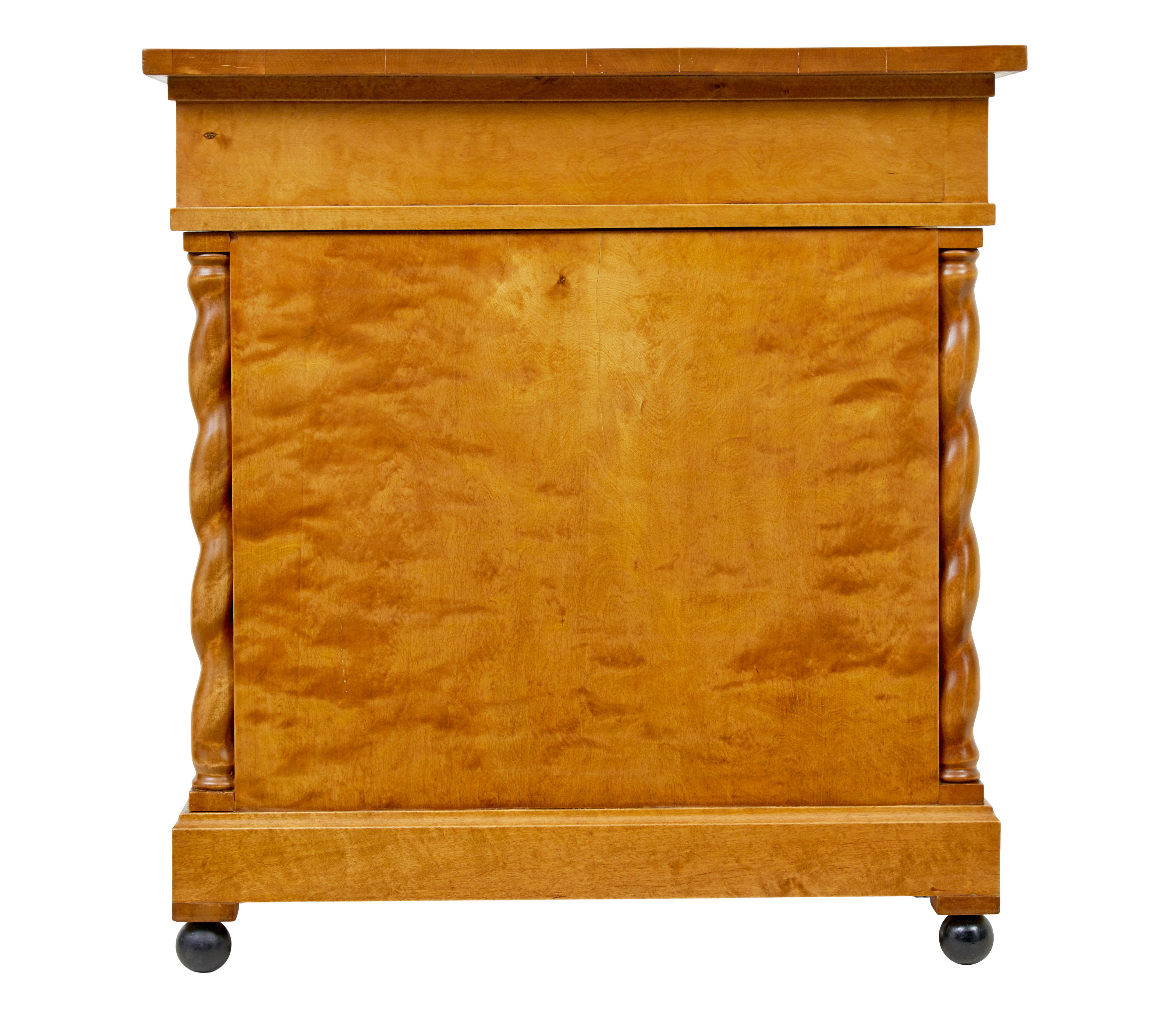 Hand-Carved Swedish early 20th century carved birch pedestal desk