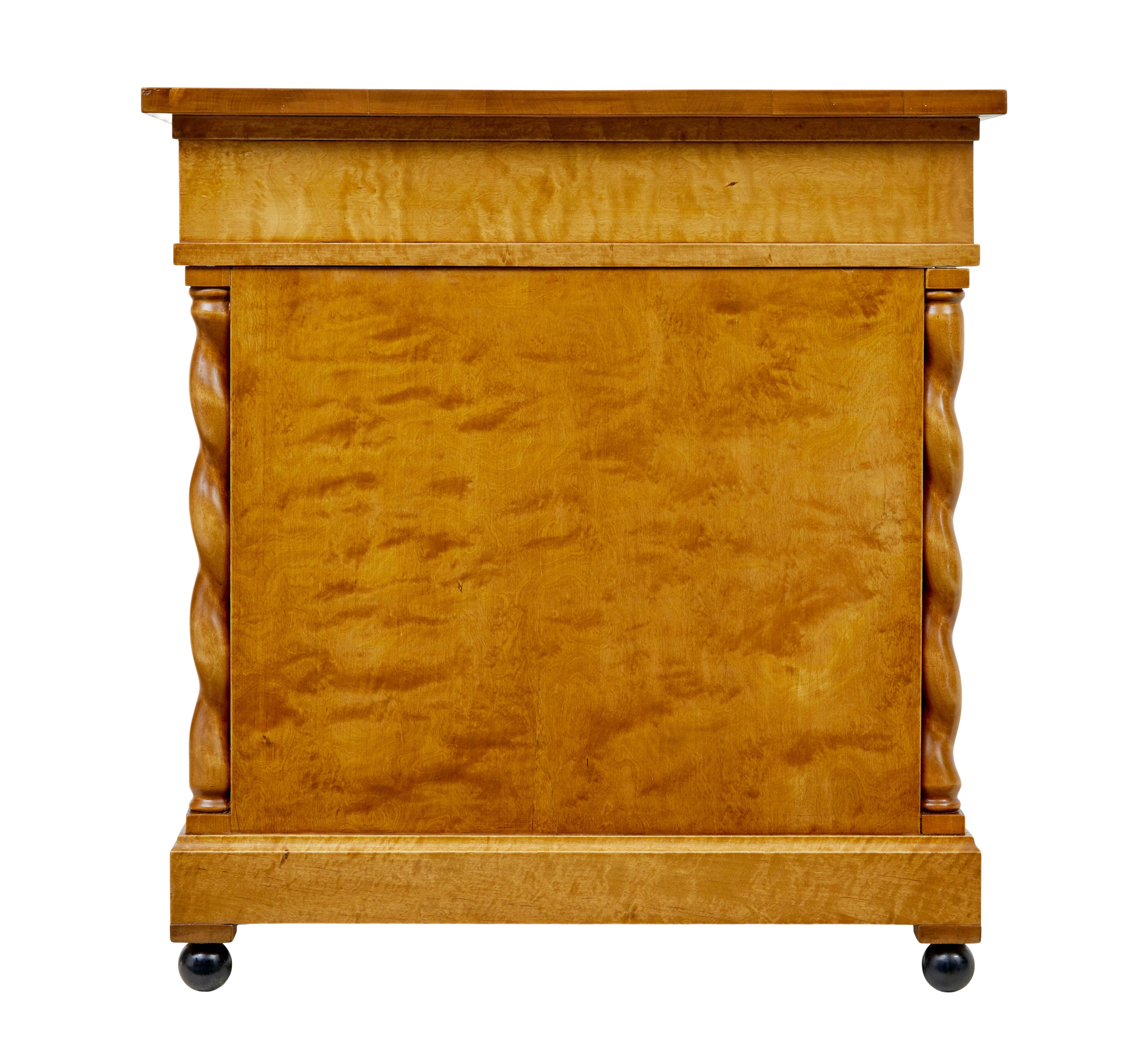 20th Century Swedish early 20th century carved birch pedestal desk