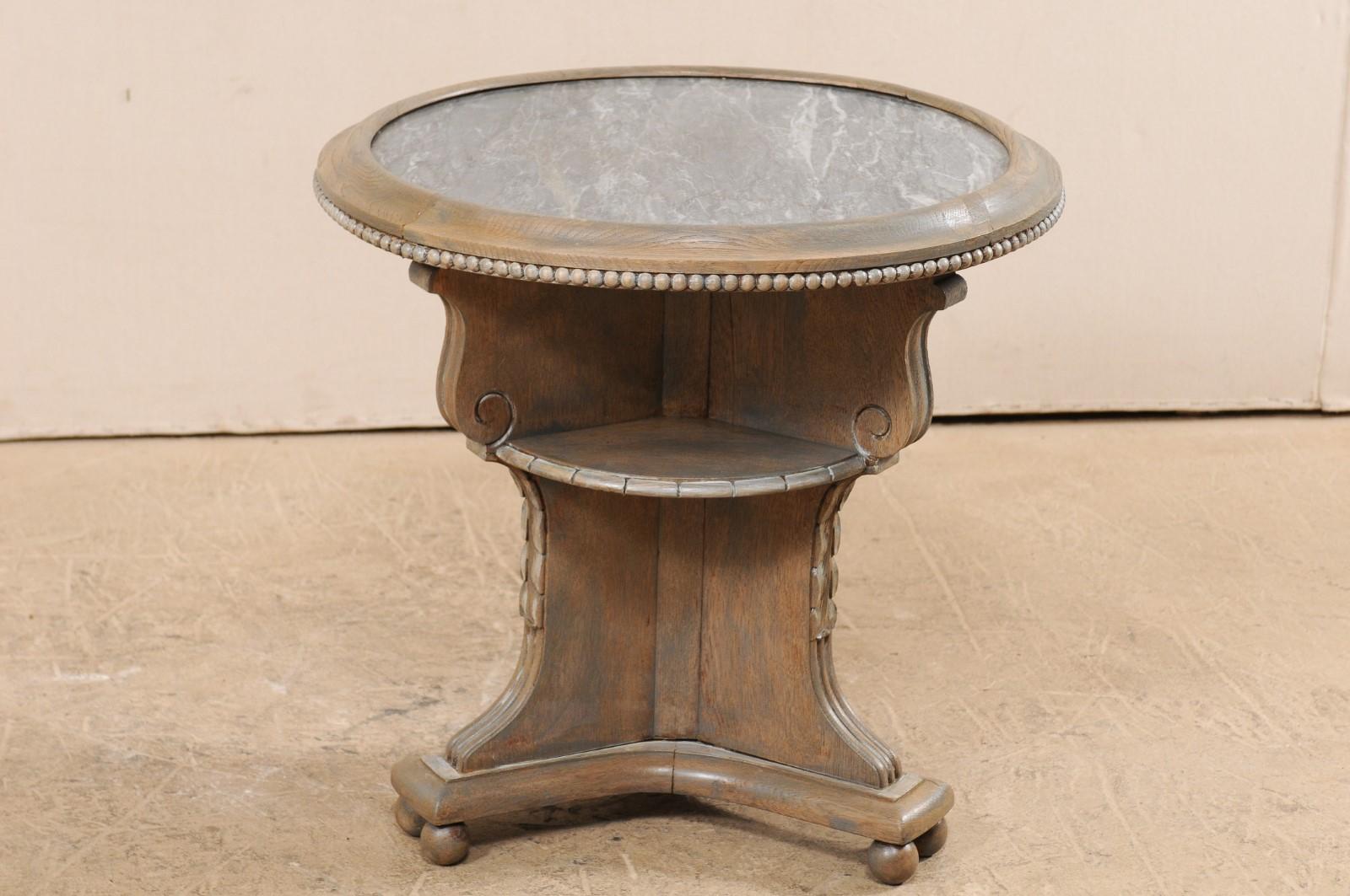 Swedish Early 20th Century Round Painted Wood Occasional Table with Marble Top 2