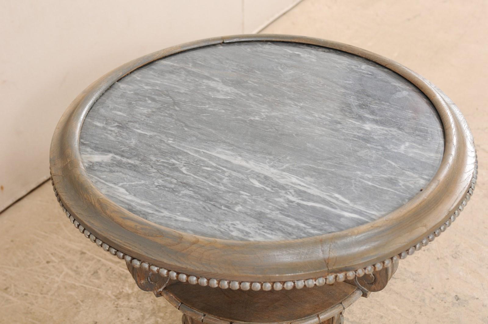 Swedish Early 20th Century Round Painted Wood Occasional Table with Marble Top 4