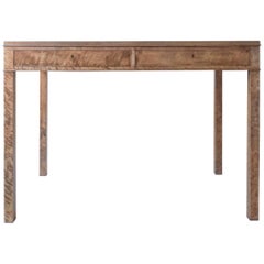 Antique Swedish Early Modernist Quilted Birch Two-Drawer Desk