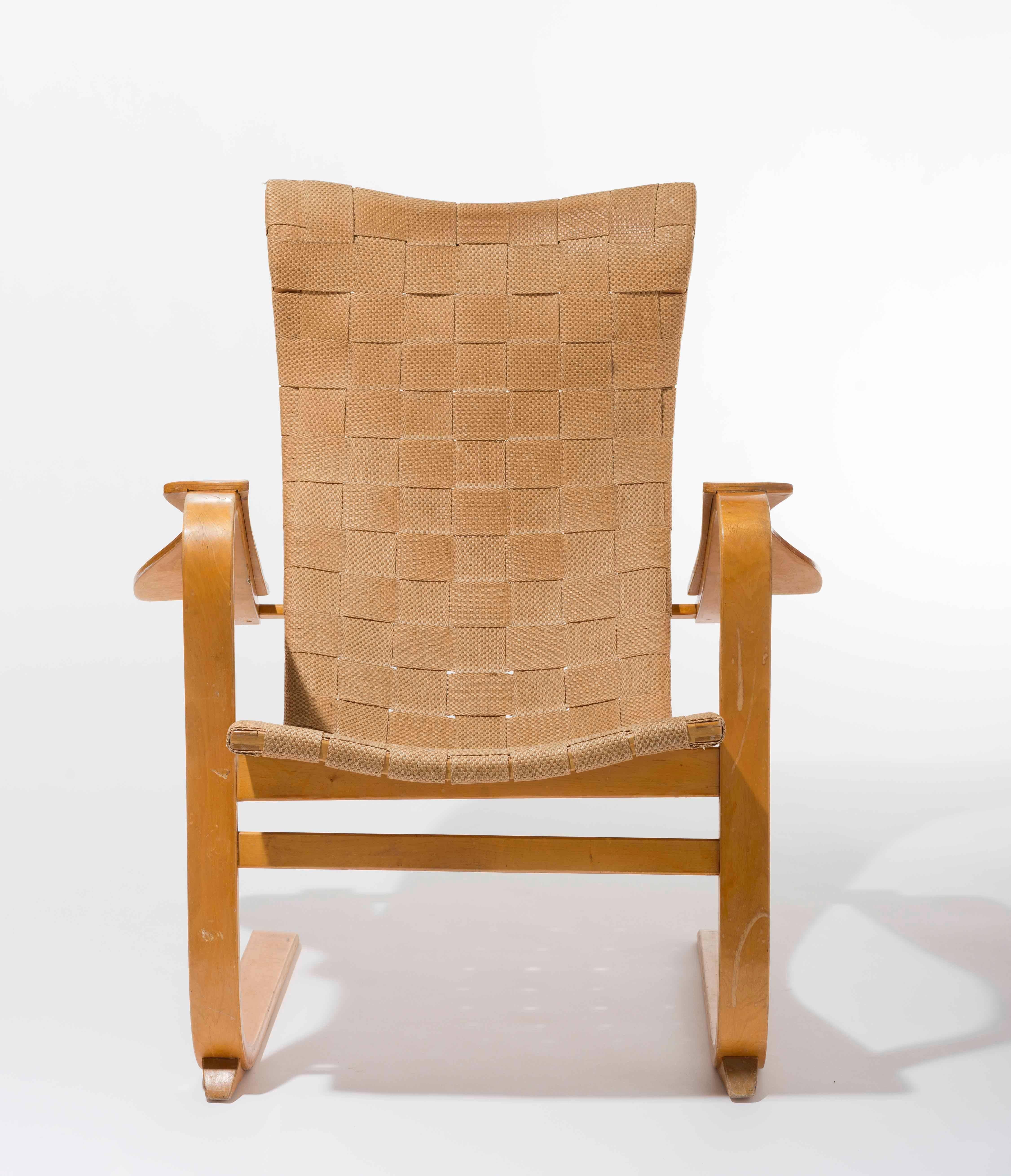 Rare lounge chair, model Patronen (The Patron in English), by Swedish functionalist Gustav Axel (G.A.) Berg and produced by one of the firms he worked with. There were a few producers of his furniture including Bergs Möbelindustri in Upplands Väsby,