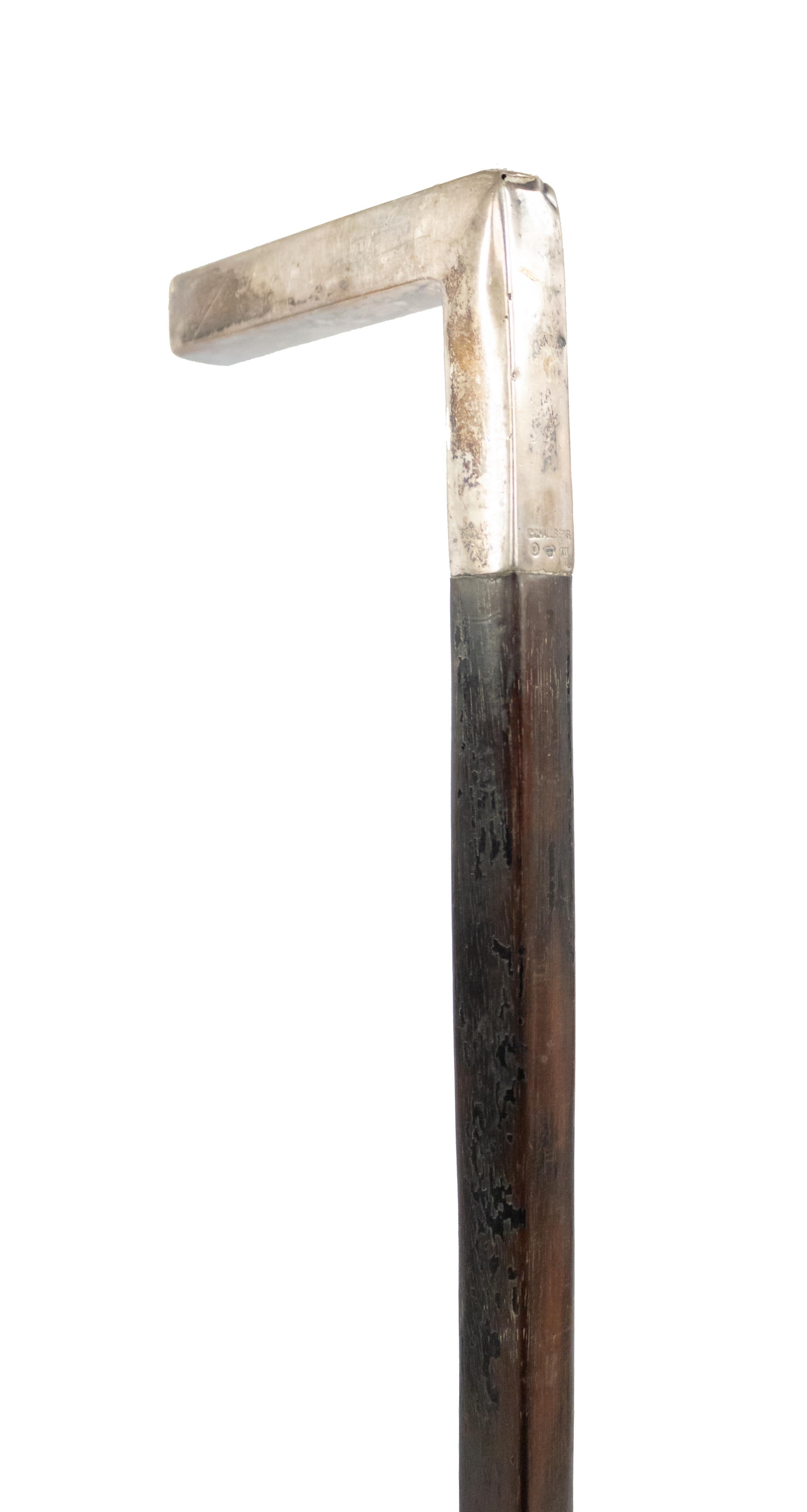 Schwedischer edwardianischer Ebenholz- und Silberschilfrohr (20. Jahrhundert) im Angebot