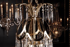 Swedish Empire Ceiling Chandelier in antique Classicist Style brass polished
