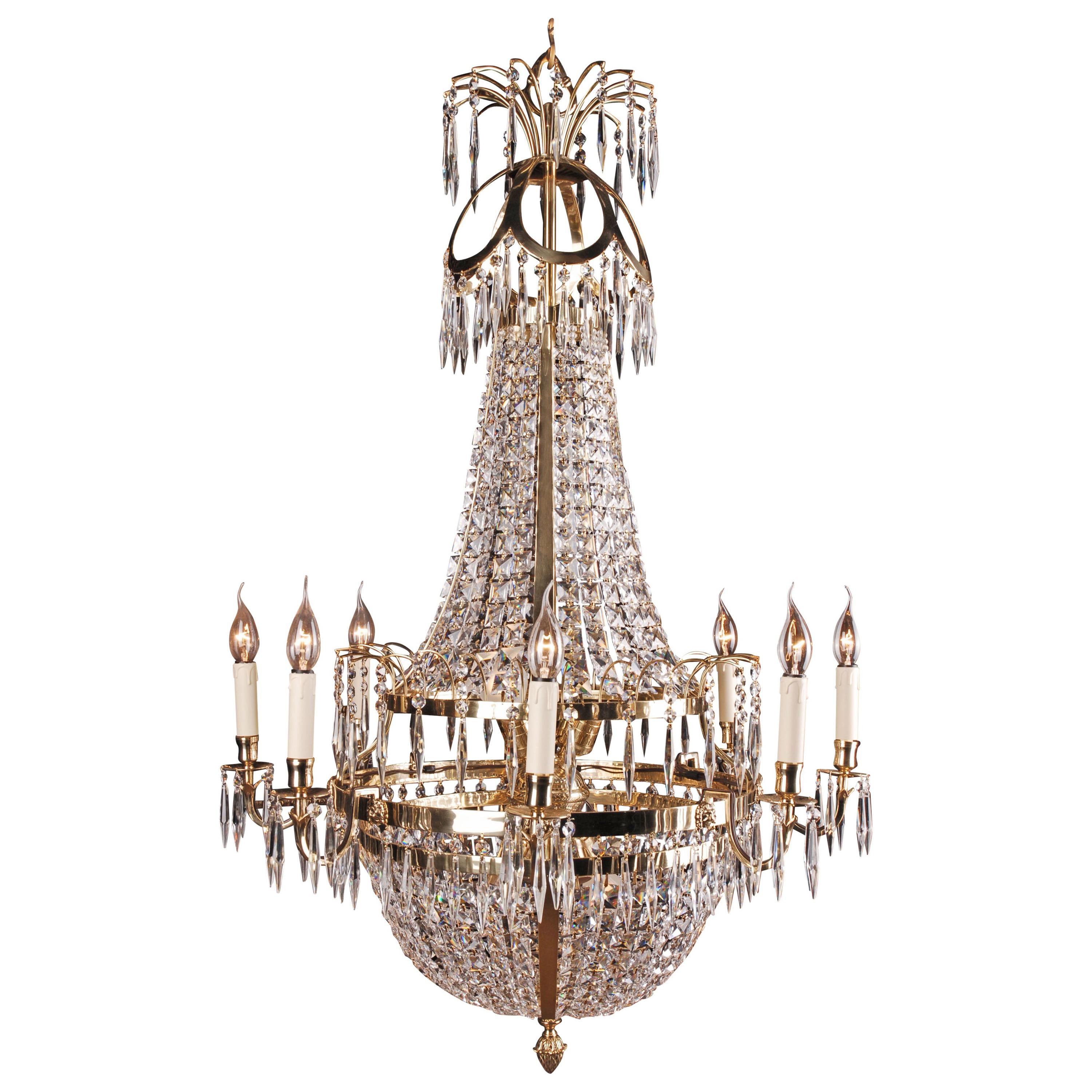 Swedish Empire Ceiling Chandelier in Classicist Style