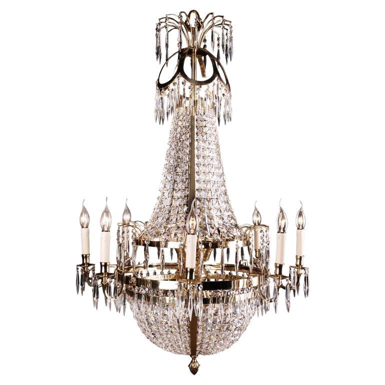 Swedish Empire Ceiling Chandelier in antique Classicist Style For Sale