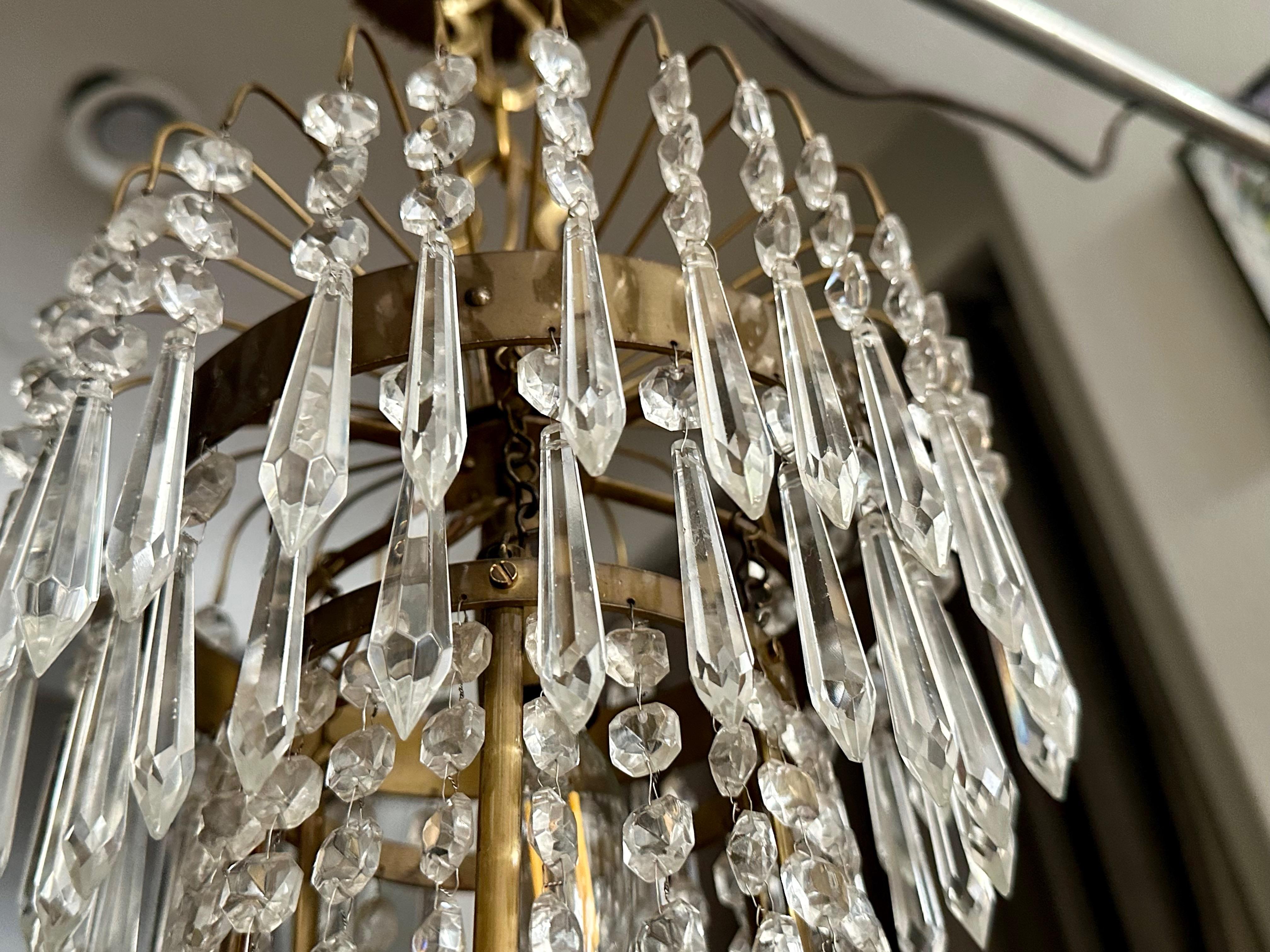 Swedish Empire Gustavian Style Crystal Chandelier For Sale 4