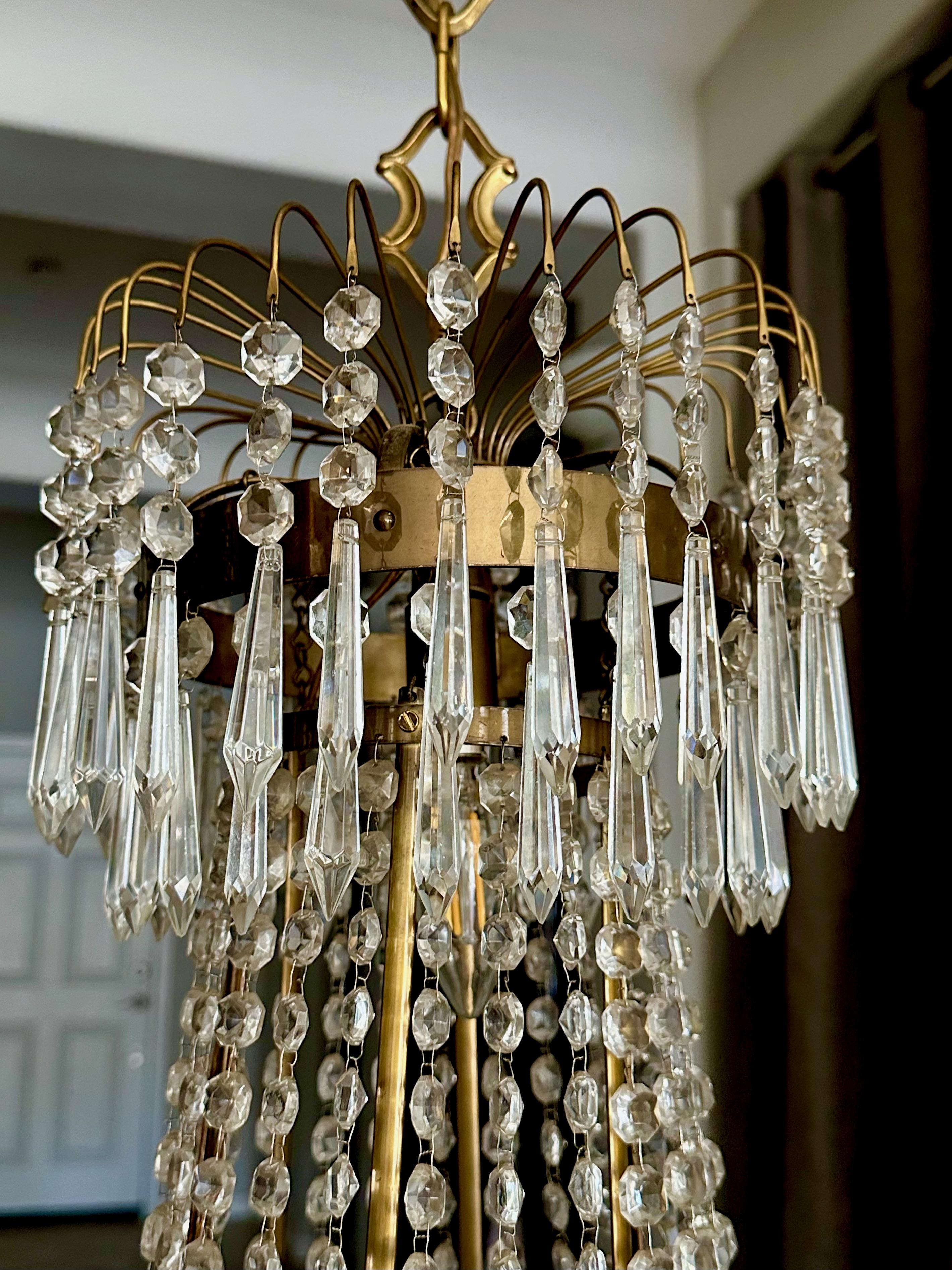 Swedish Empire Gustavian Style Crystal Chandelier For Sale 5