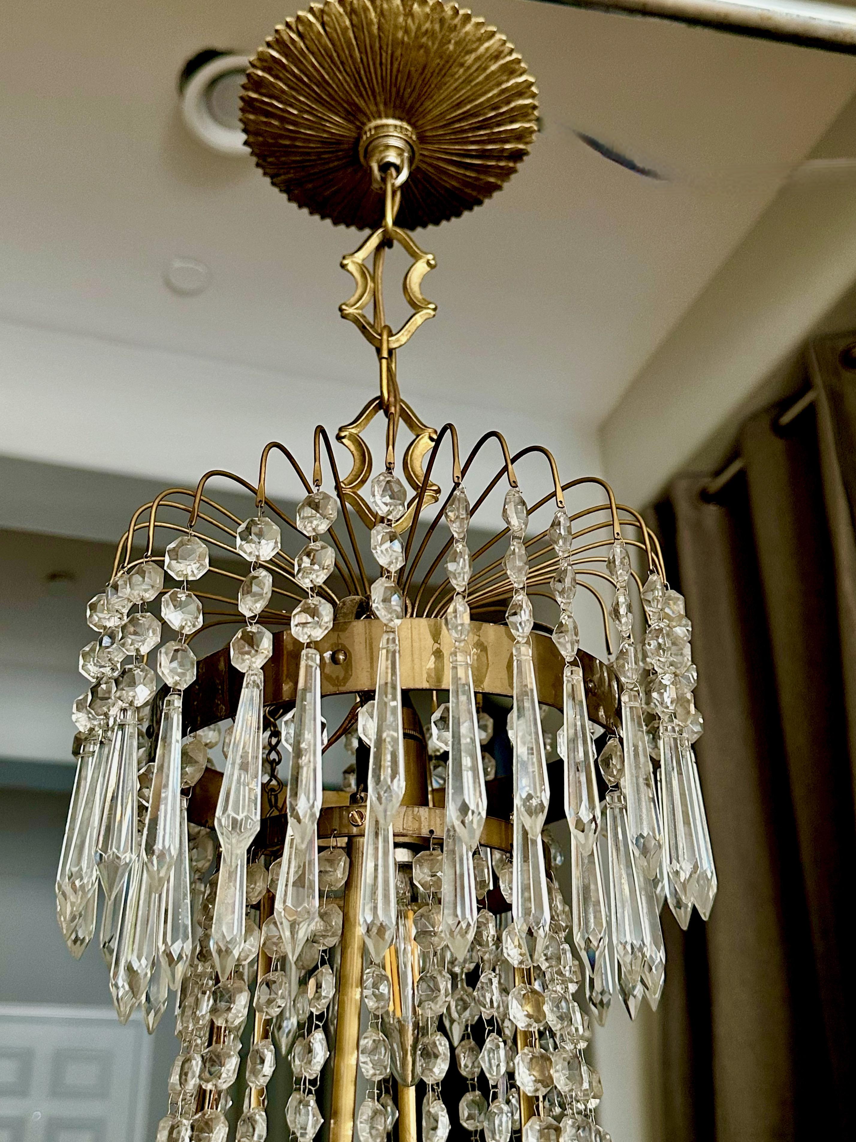 Swedish Empire Gustavian Style Crystal Chandelier For Sale 6