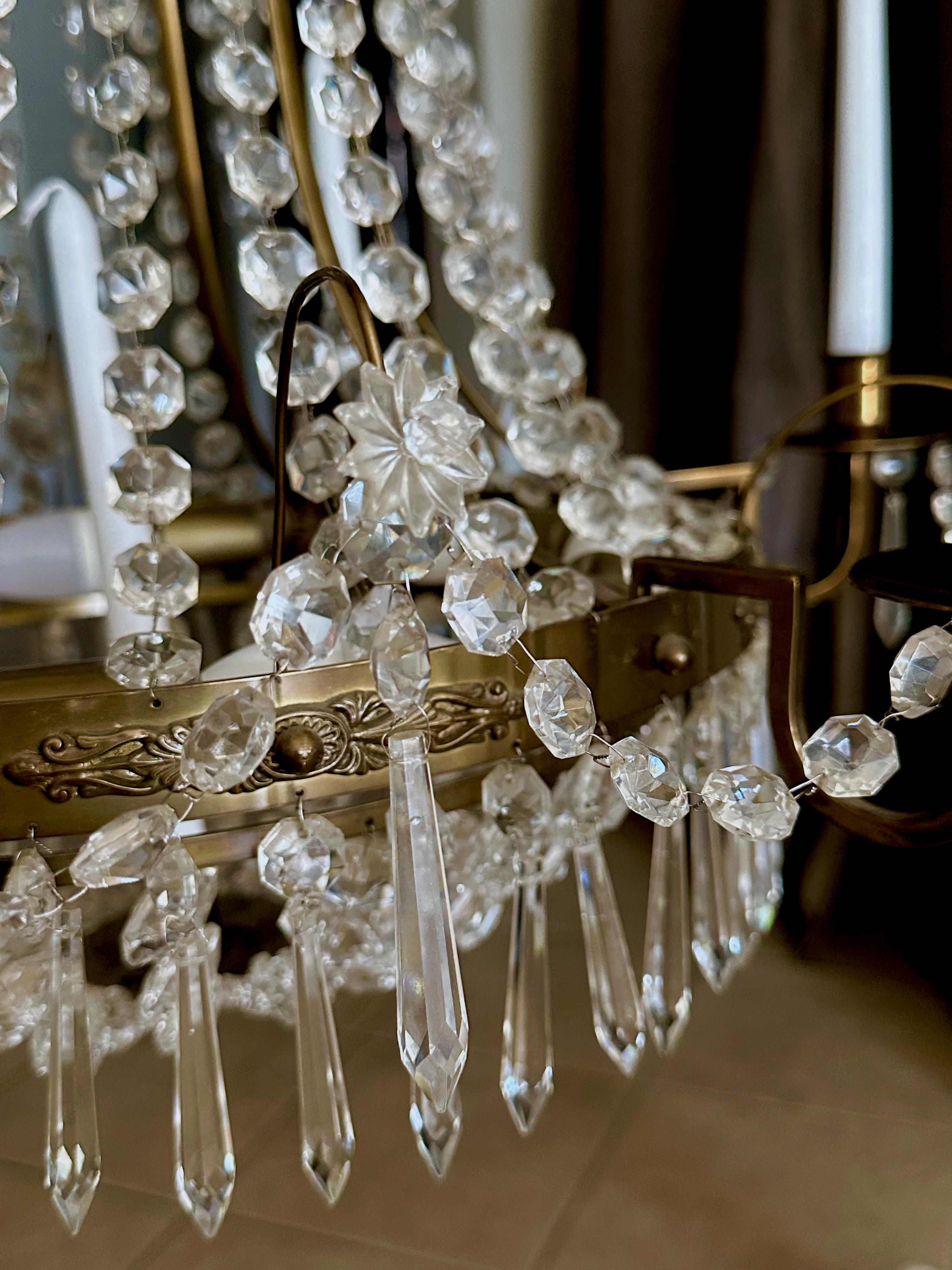 Swedish Empire Gustavian Style Crystal Chandelier For Sale 7