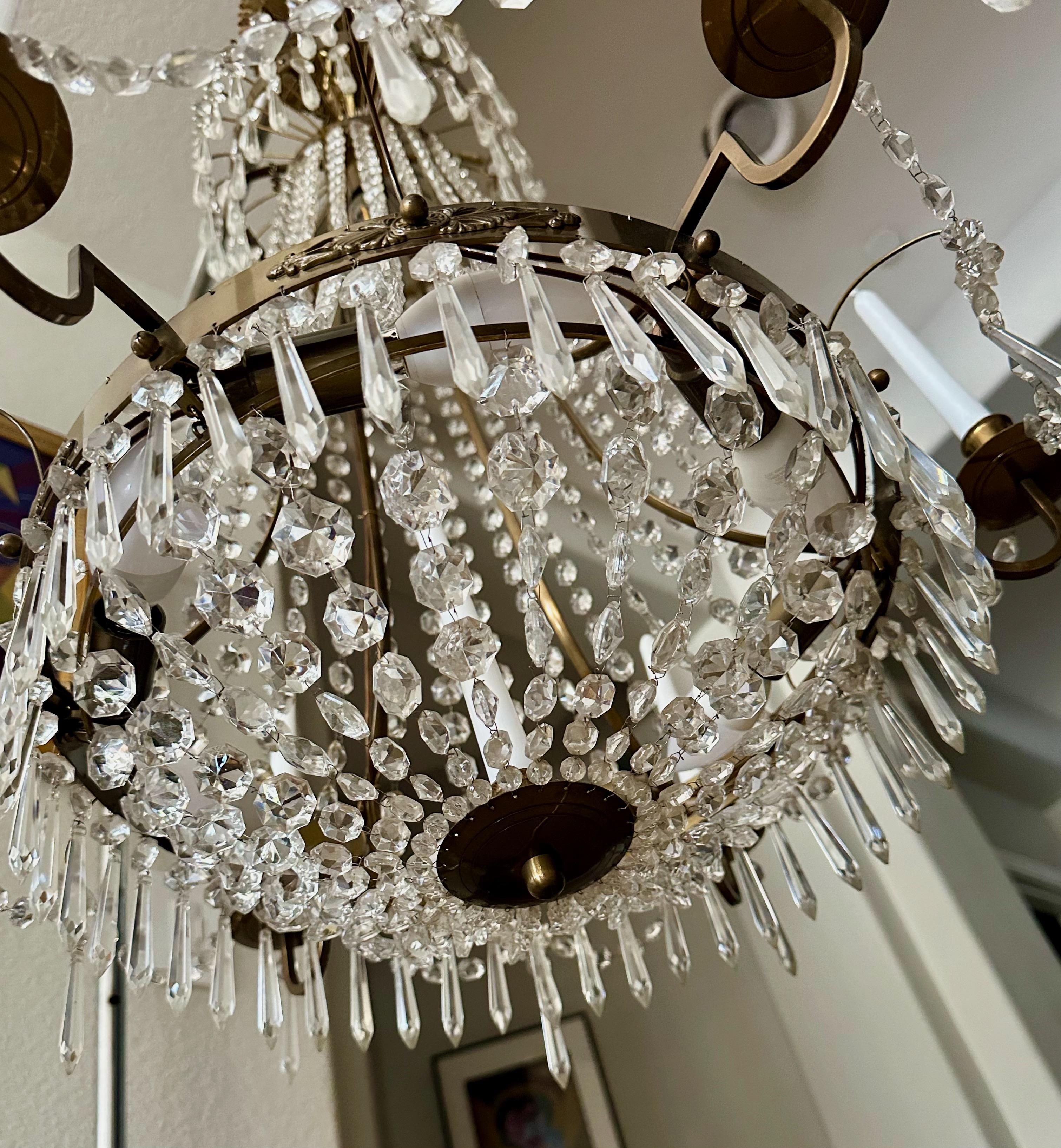 Swedish Empire Gustavian Style Crystal Chandelier For Sale 8
