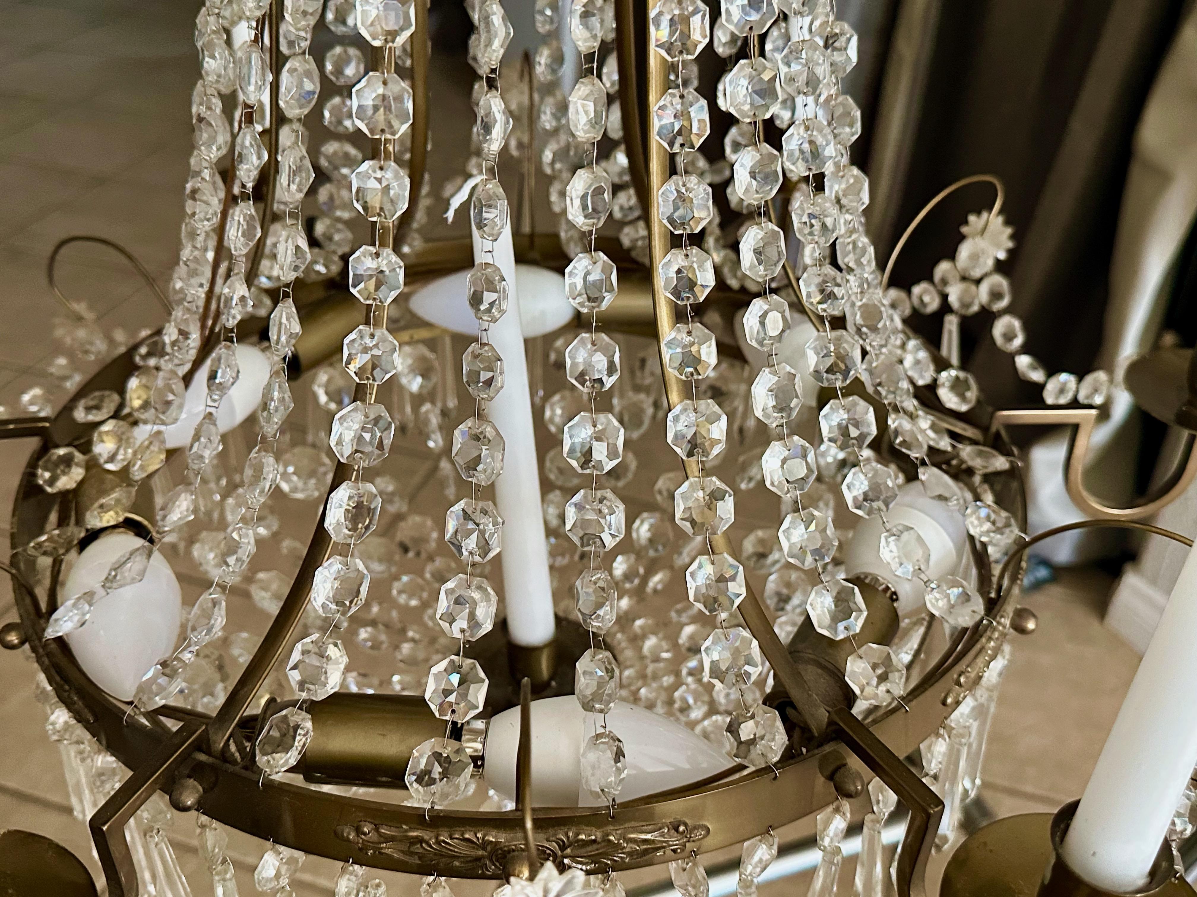 Swedish Empire Gustavian Style Crystal Chandelier For Sale 9