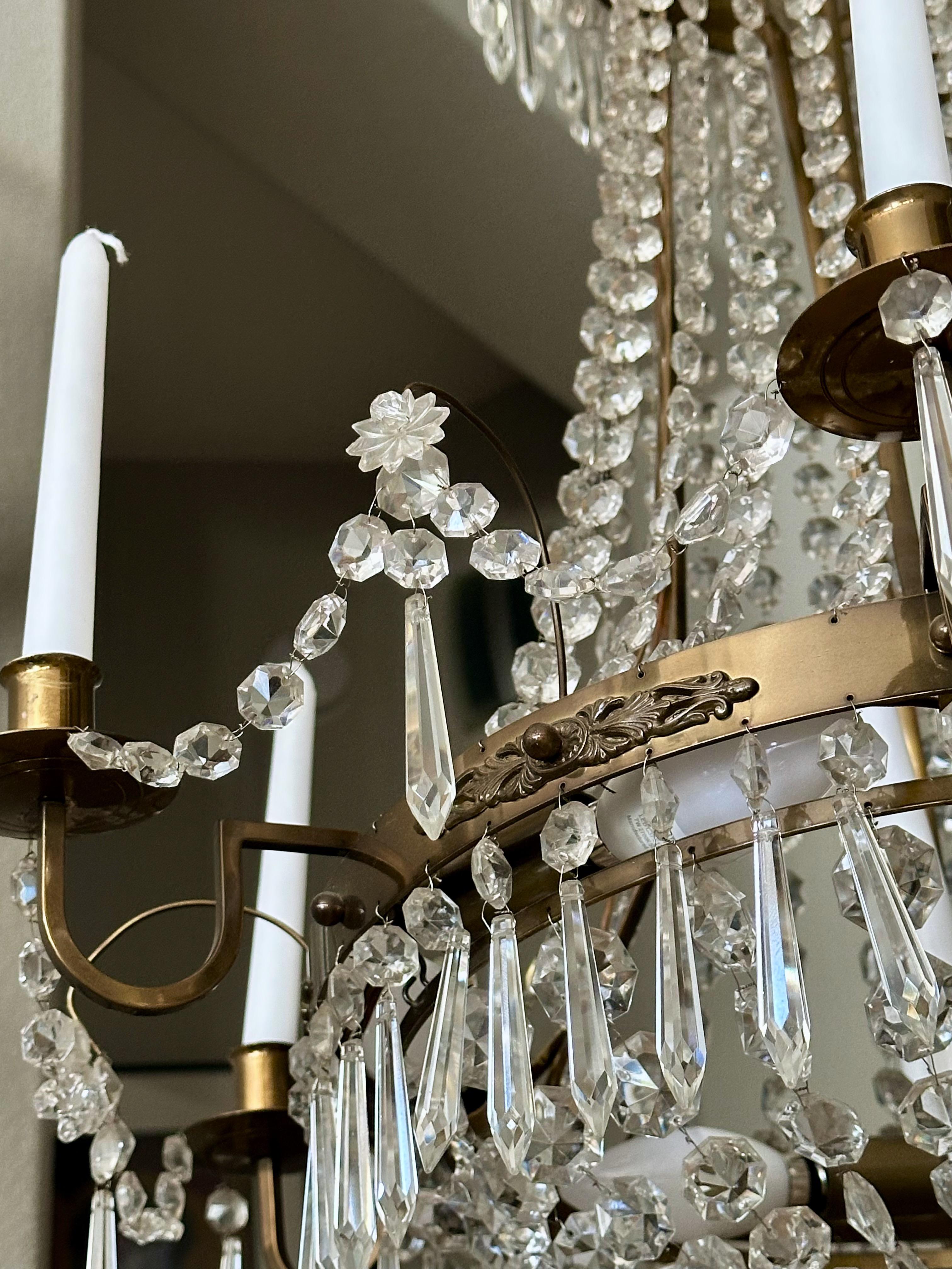 Swedish Empire Gustavian Style Crystal Chandelier For Sale 10