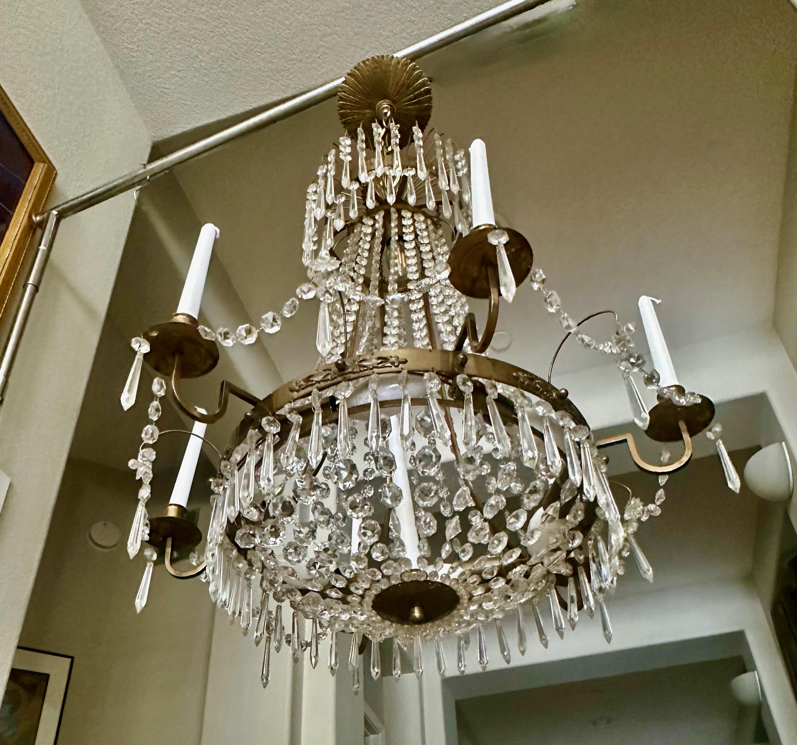 Swedish Empire Gustavian Style Crystal Chandelier For Sale 13