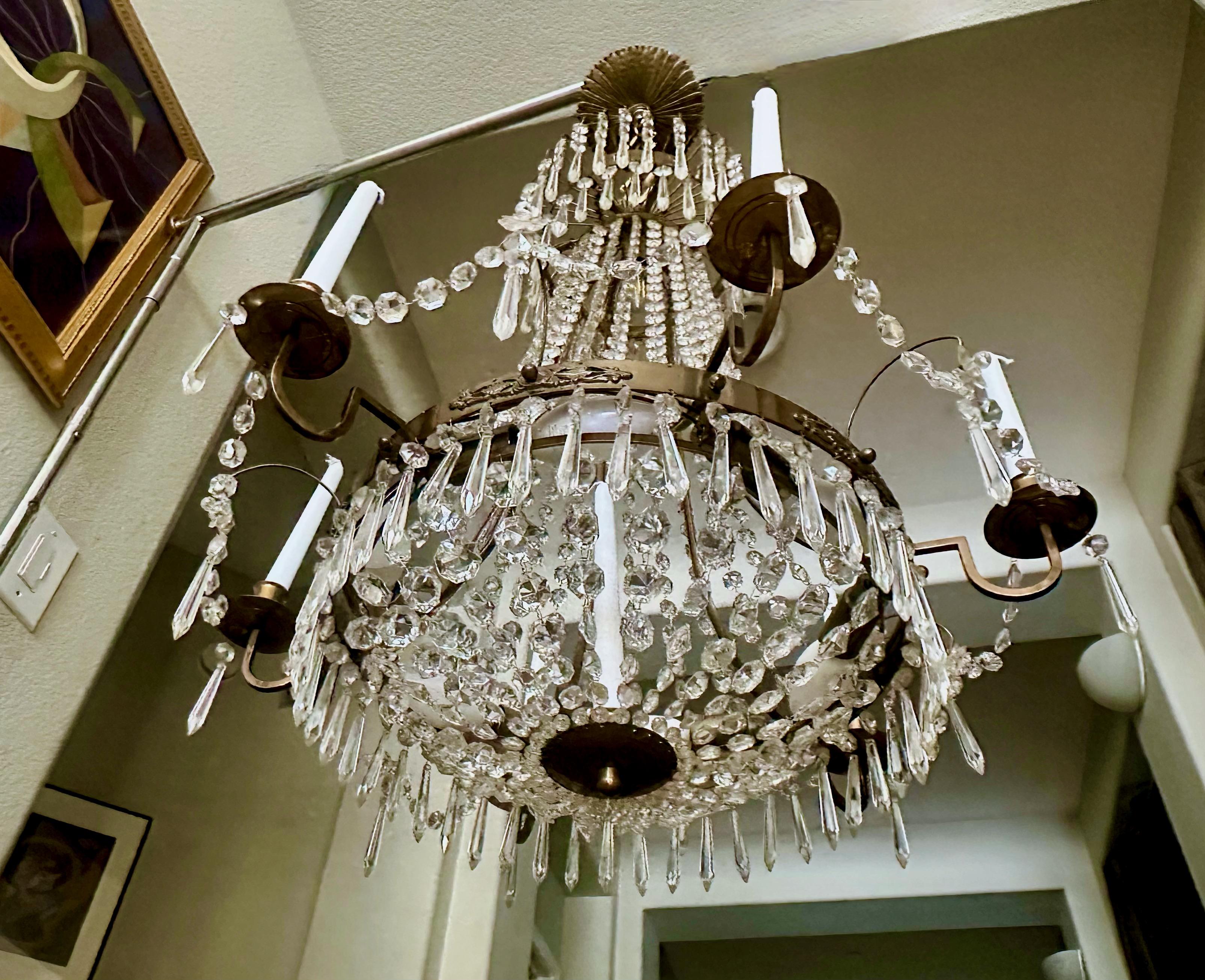 Swedish Empire Gustavian Style Crystal Chandelier For Sale 14