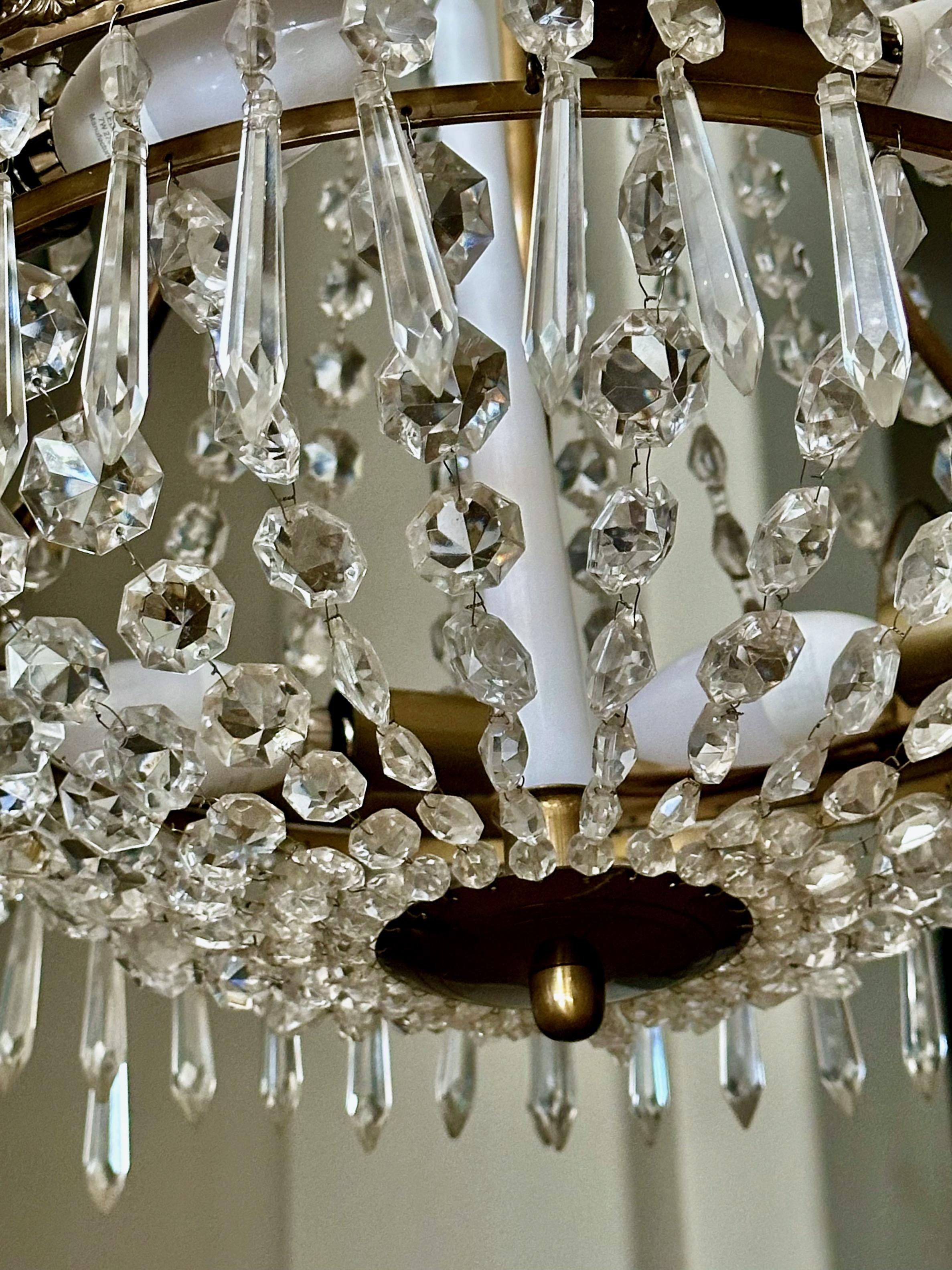 Swedish Empire Gustavian Style Crystal Chandelier For Sale 3