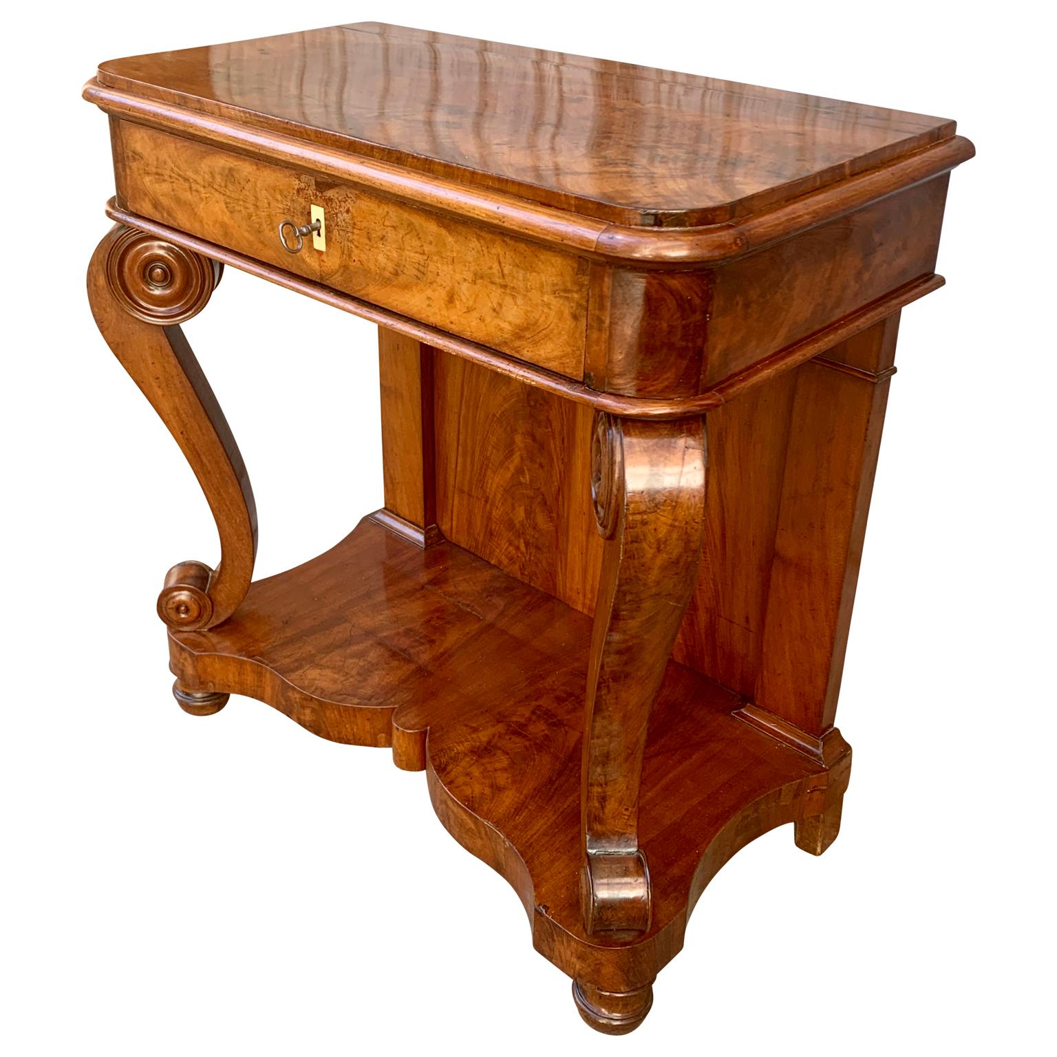 Hand-Carved Swedish Empire Mahogany Console Table For Sale