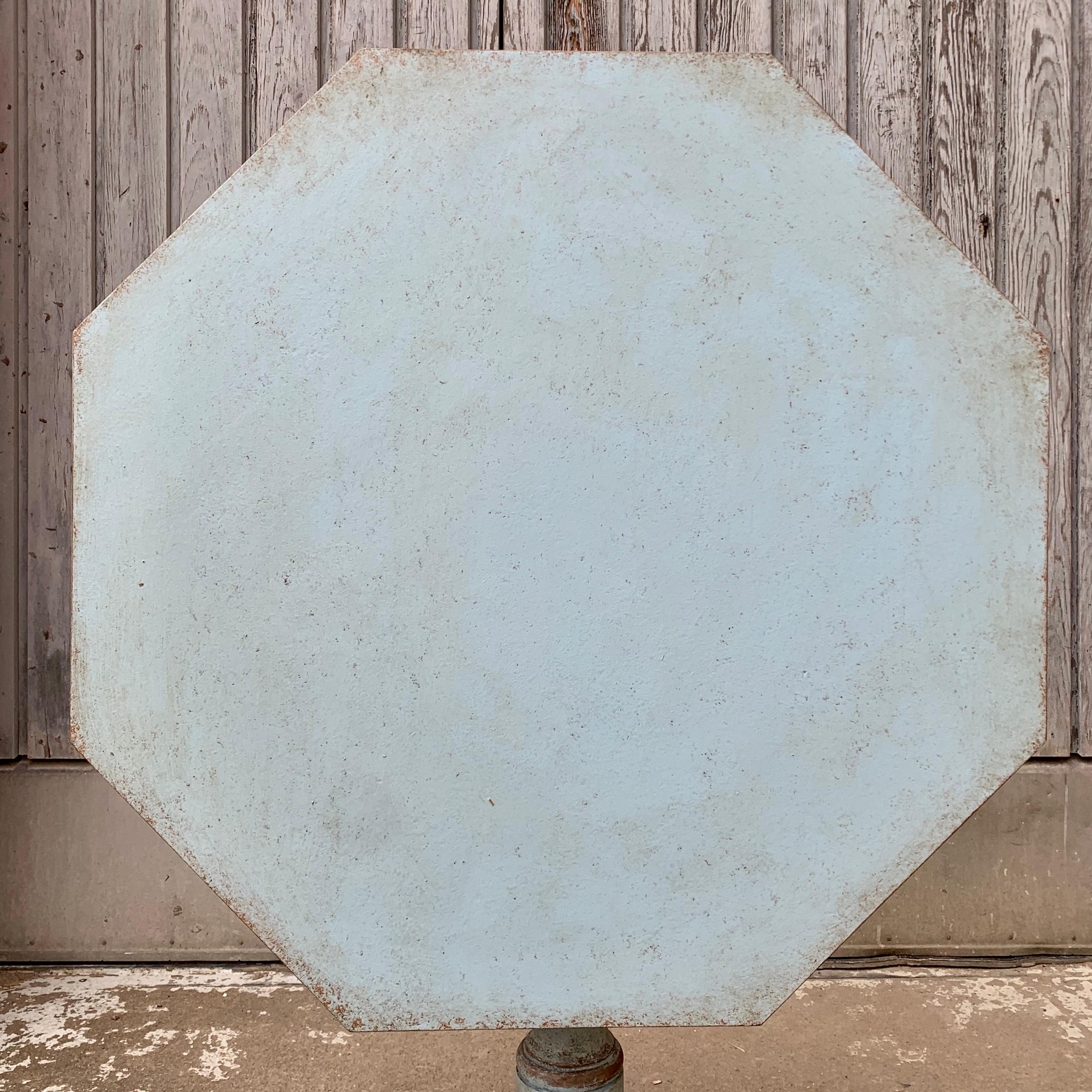 Mahogany Swedish Empire Octagonal Drop-Leaf Light Blue Painted Table For Sale