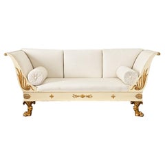 Swedish Empire Painted Parcel Gilt Settee